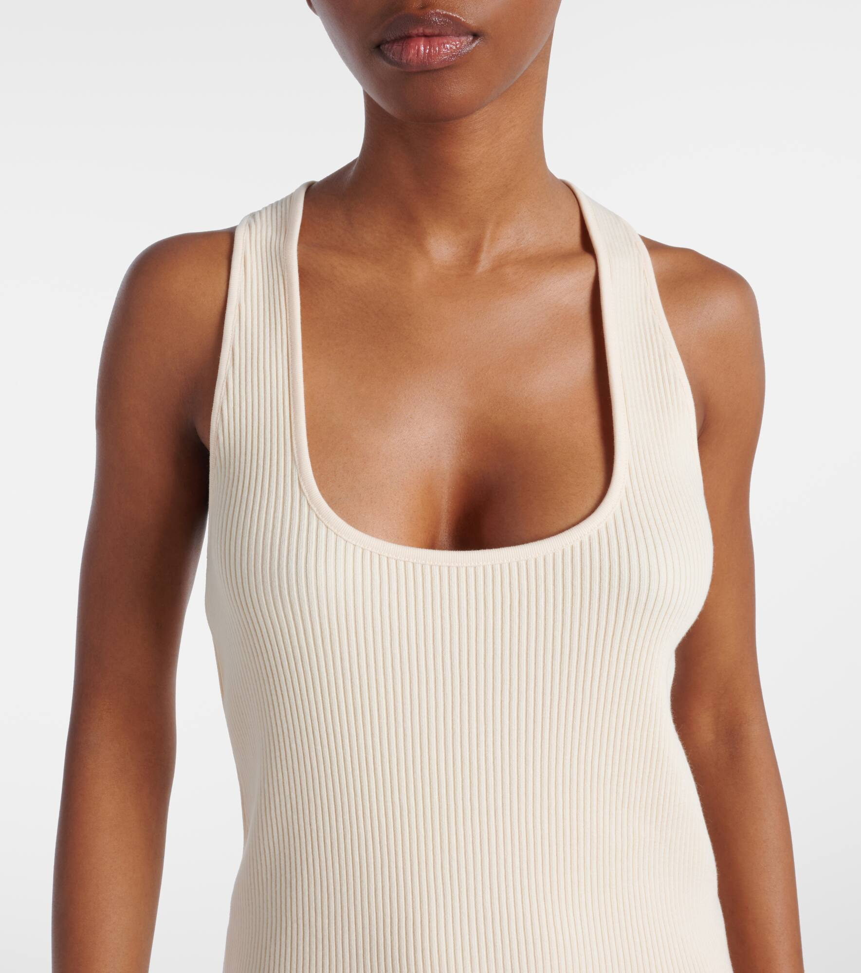 Ribbed-knit cotton blend top - 4
