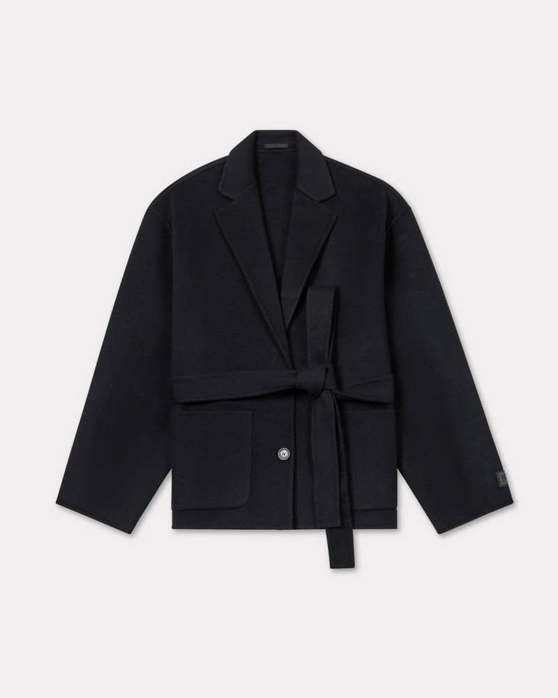 Workwear belted jacket in wool and cotton - 1