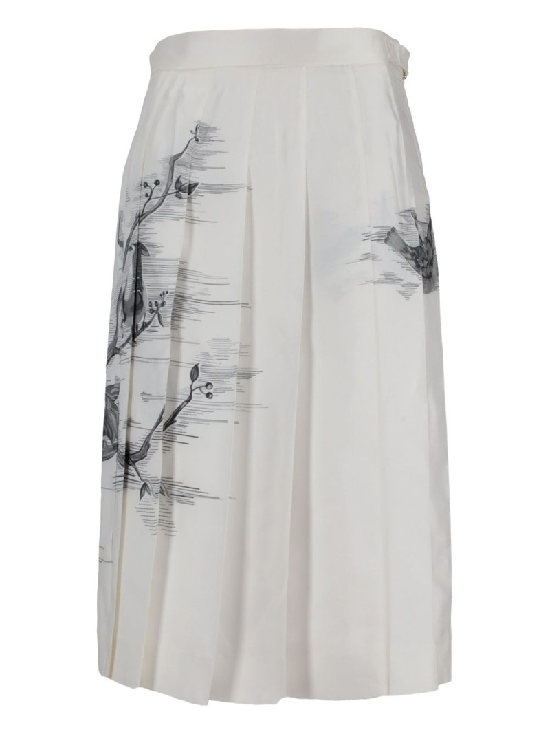 pleated bird-print midi skirt 1