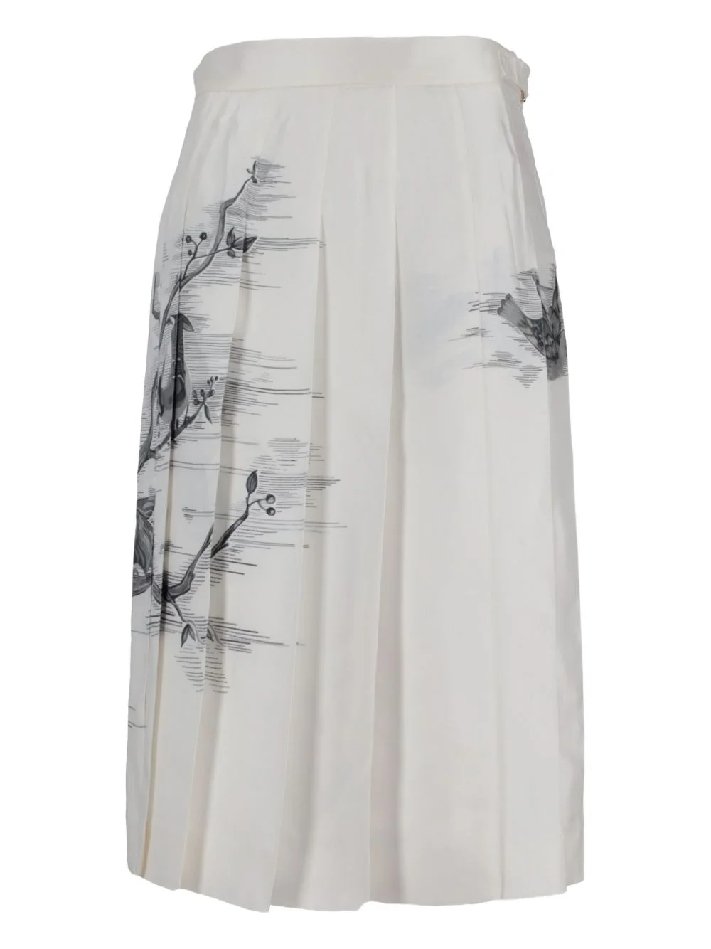 pleated bird-print midi skirt - 1