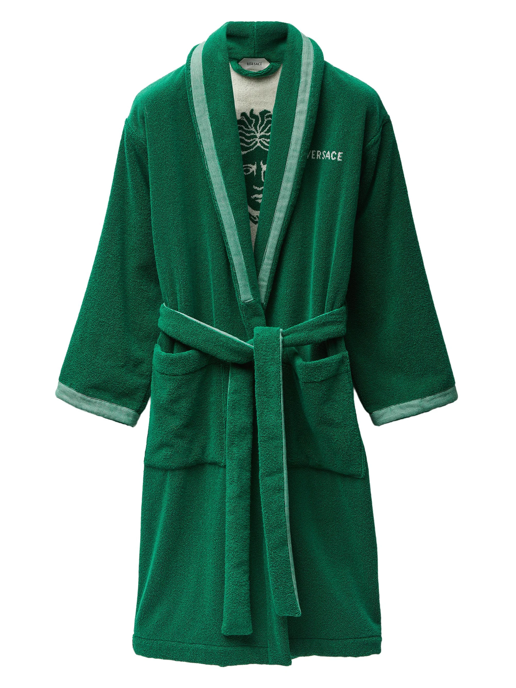Men's Jacquard Medusa Terry Robe - Green White - 1