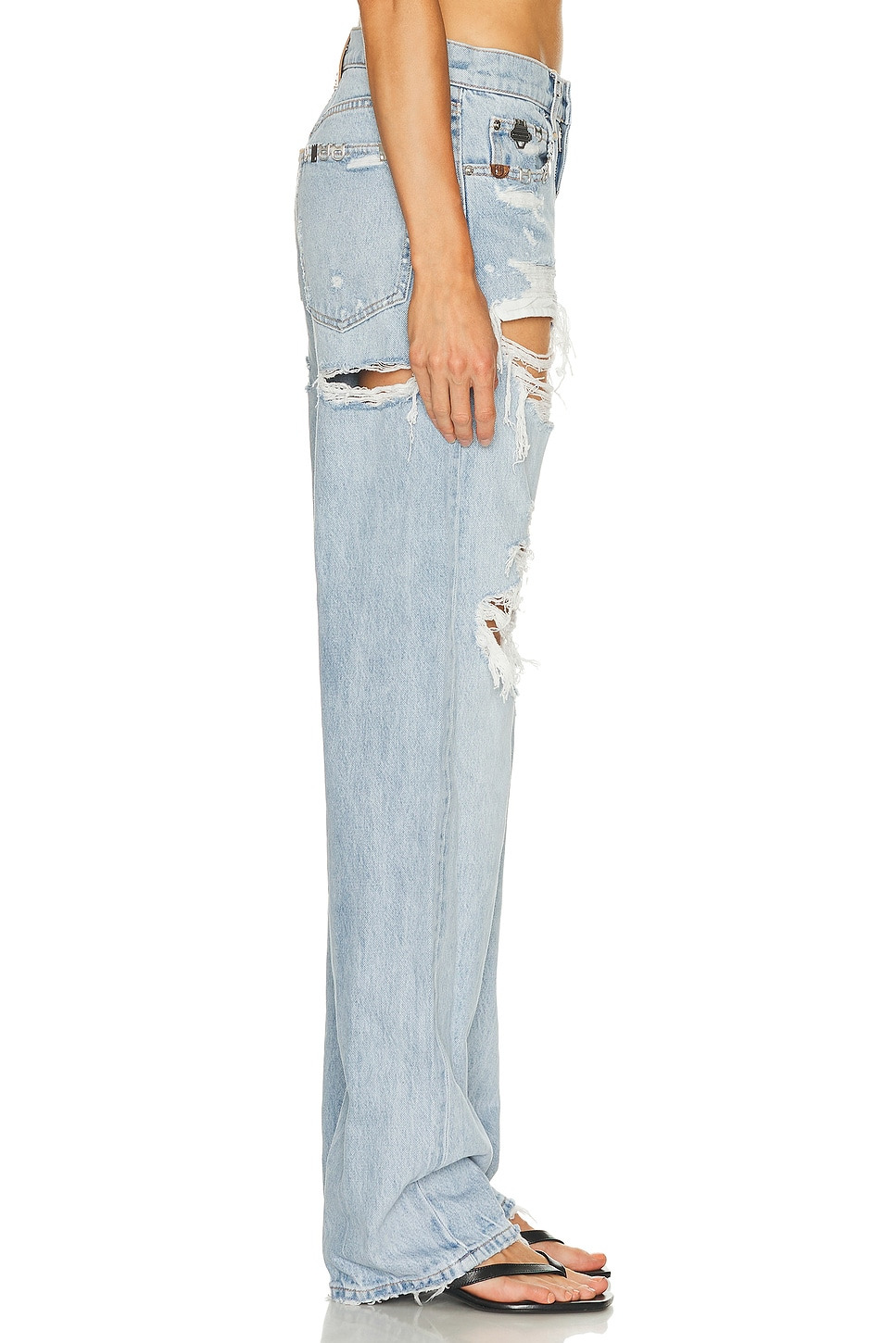 Distressed Mid Rise Wide Leg - 3