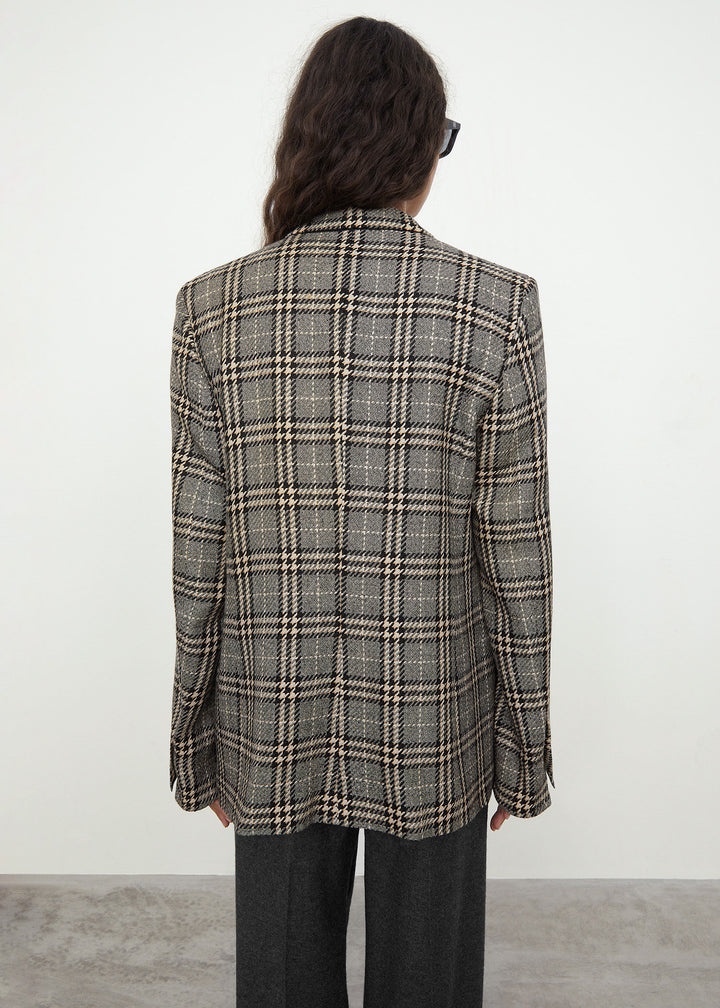 Wide lapel blazer check - 5