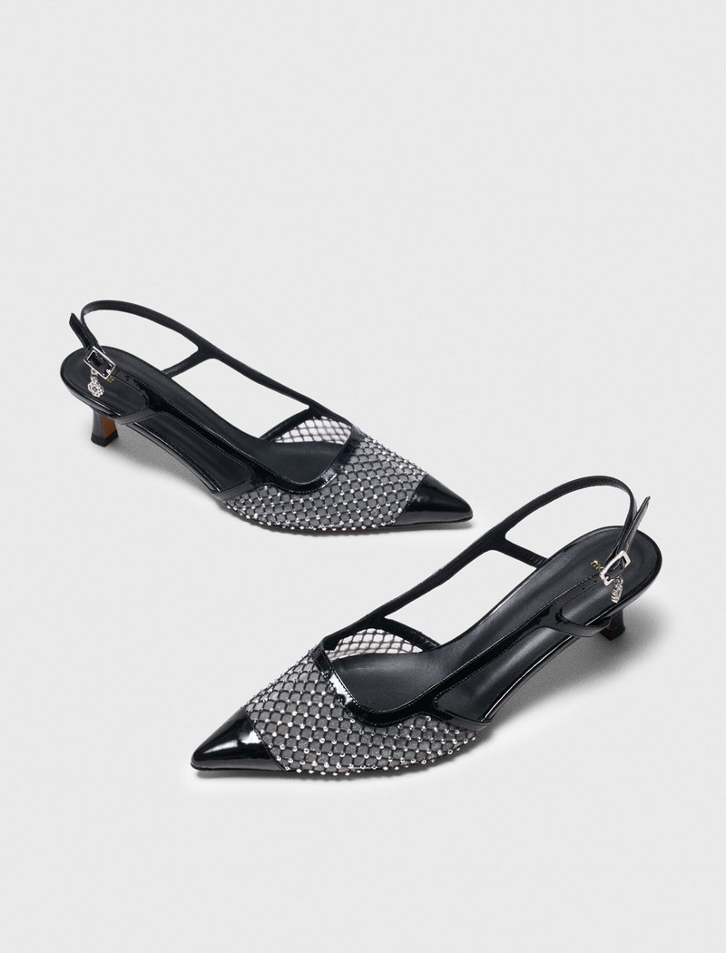 Rhinestone mesh pumps 7