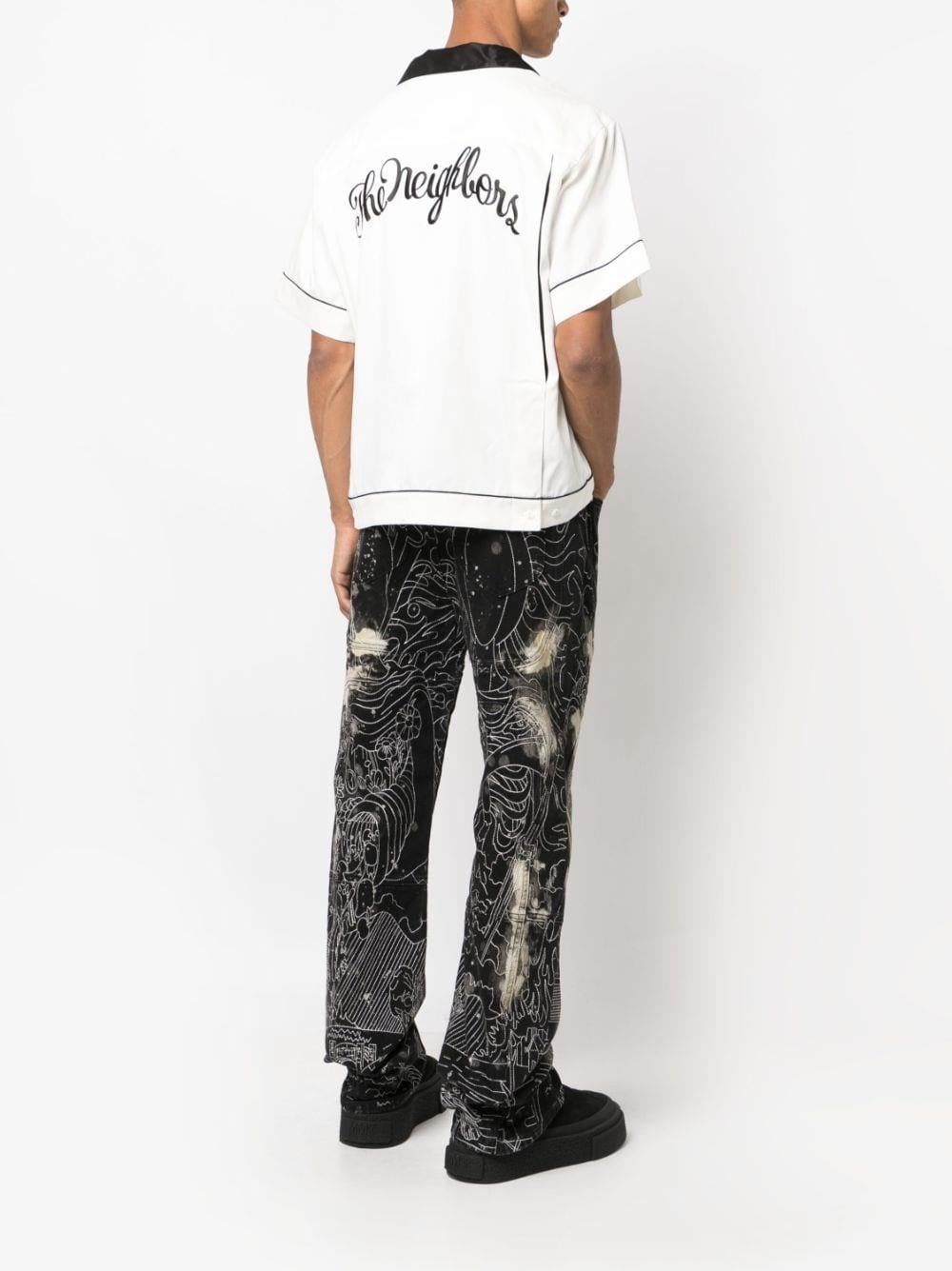 NEIGHBORHOOD slogan-embroidered bowling shirt farfetch REVERSIBLE