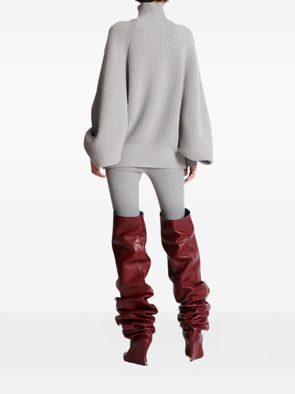 turtleneck ribbed jumper - 4
