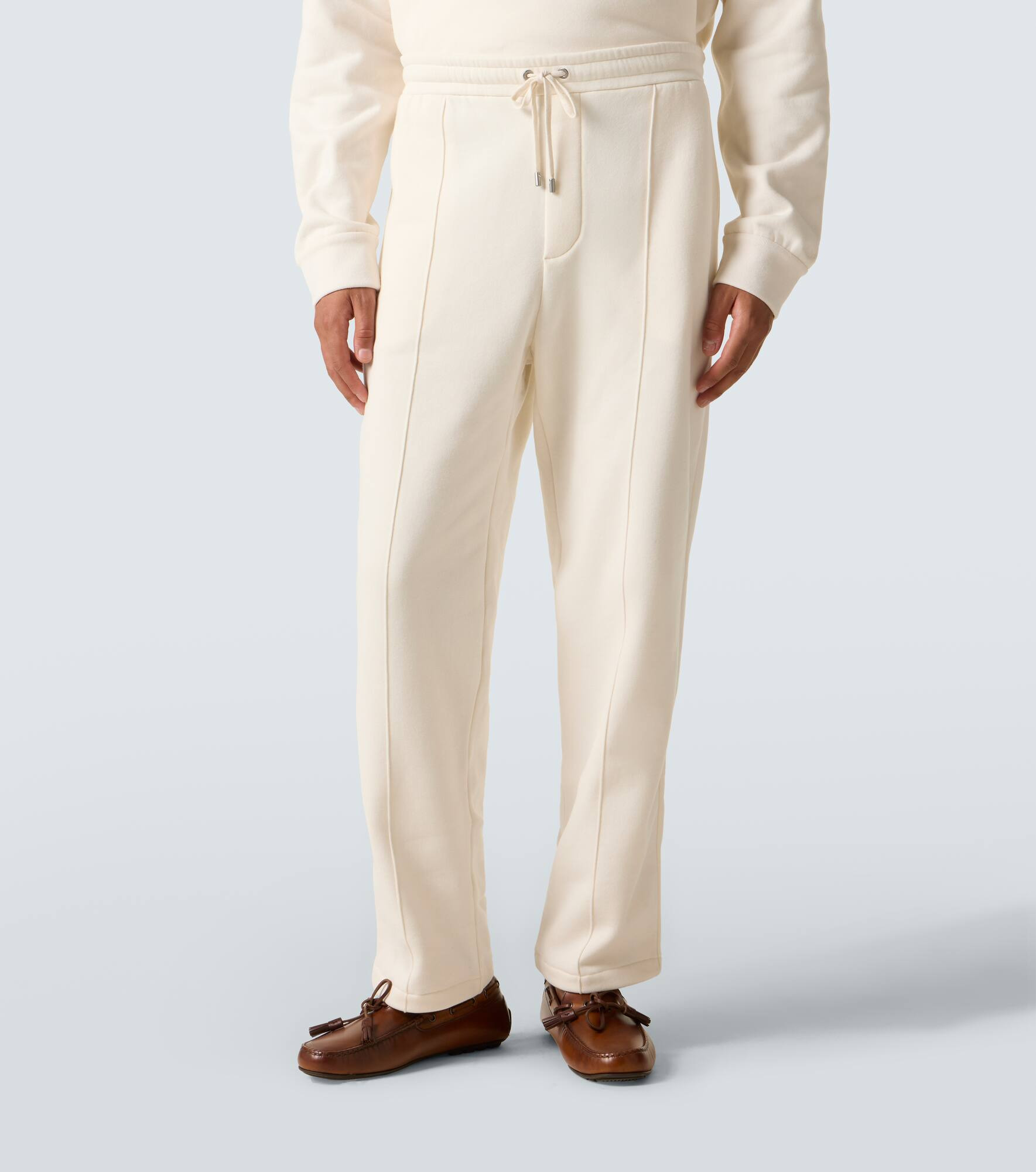 Cotton and cashmere straight pants - 3