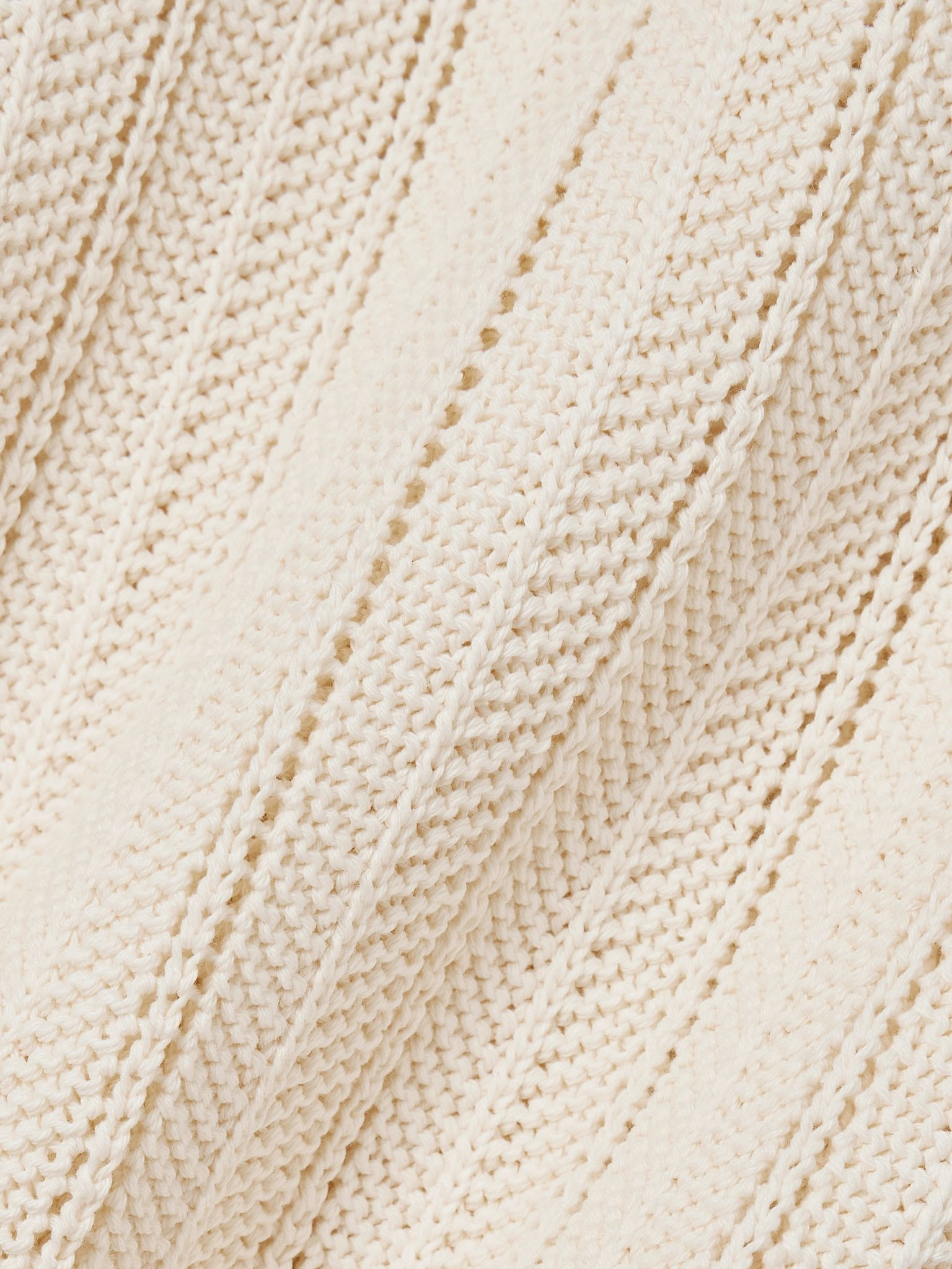Zabou ribbed open-knit organic cotton top Ivory - 4