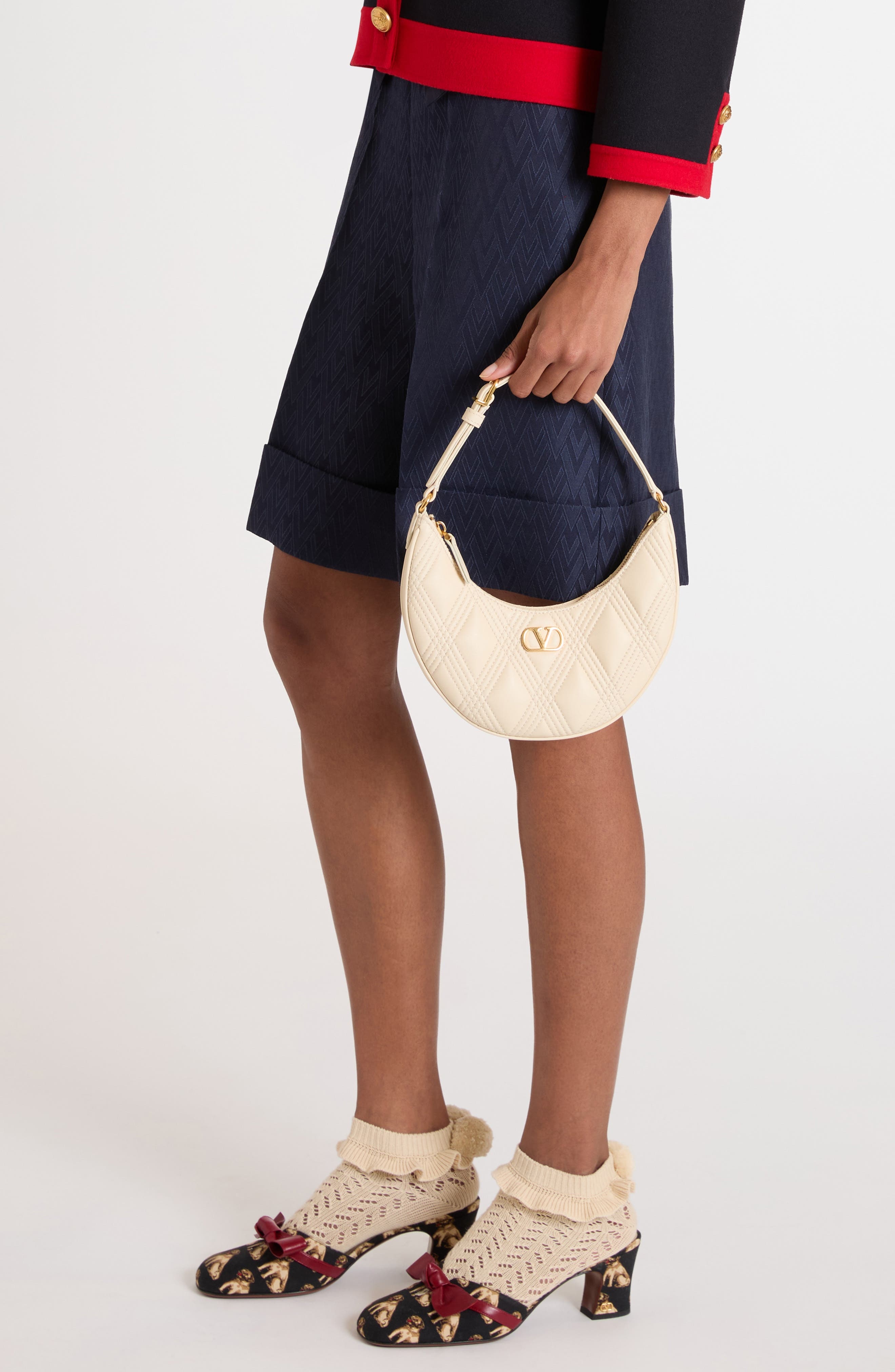 Valentino Garavani Quiltie 67 Mini Leather Hobo Bag in Butter White at Nordstrom - 2
