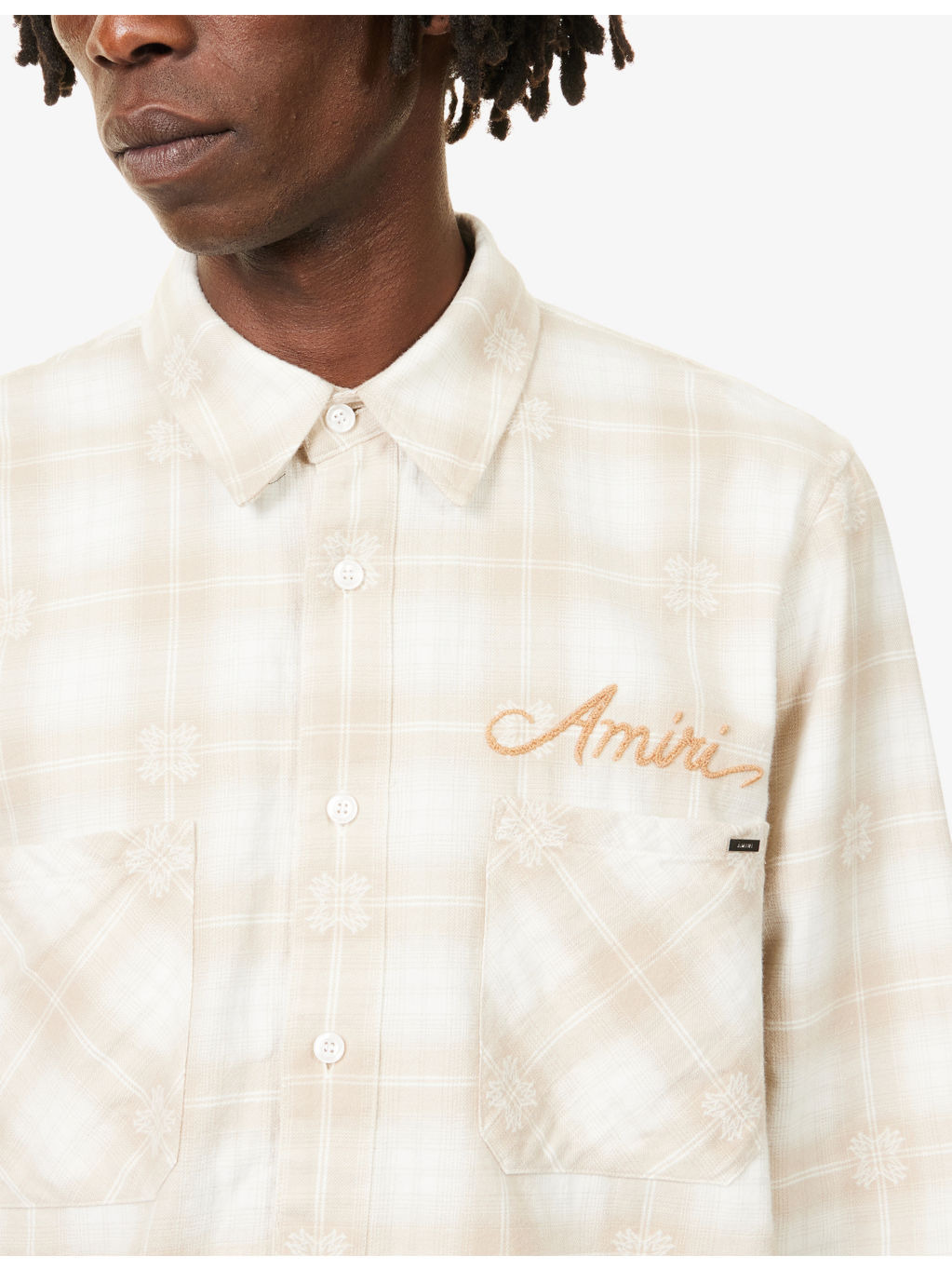 Checked Bandana-Patch Cotton Shirt - 5