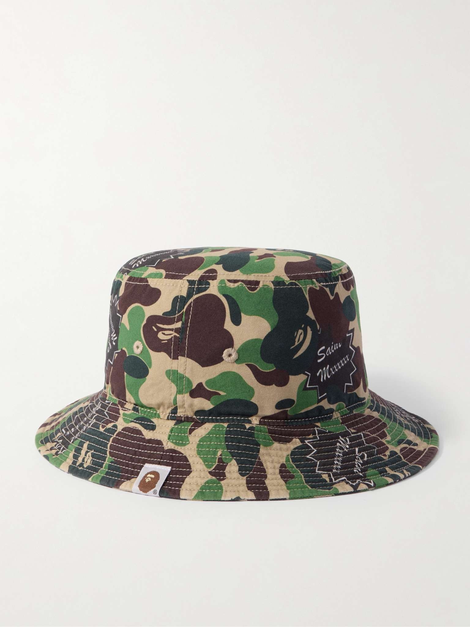 + A Bathing Ape Logo-Detailed Camouflage-Print Cotton Bucket Hat - 3