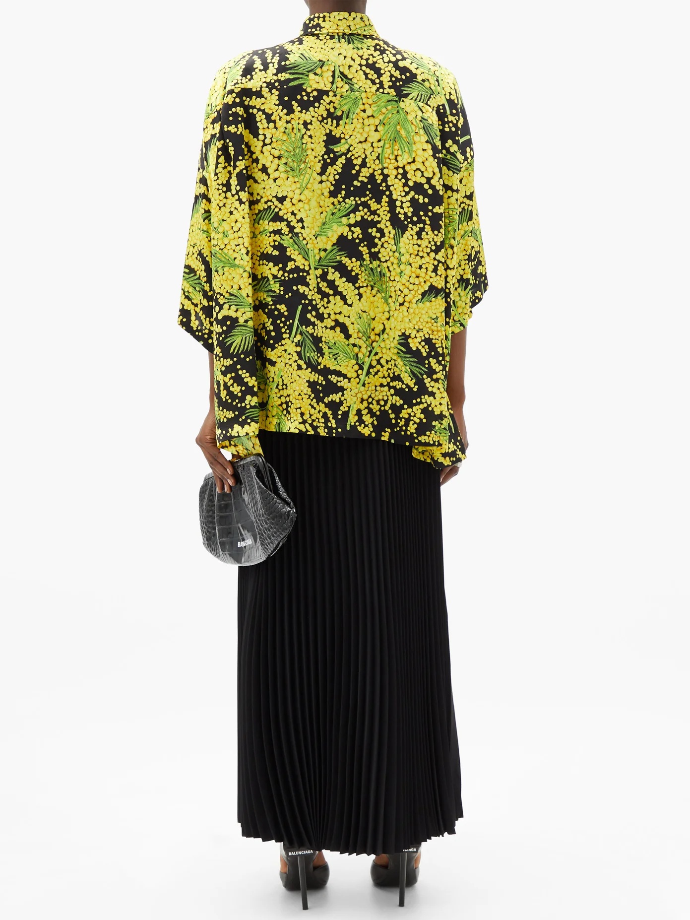 Floral-print oversized silk-faille shirt - 5