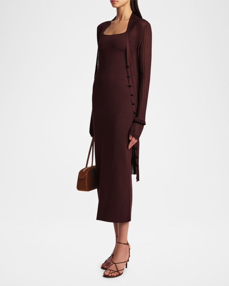 KHAITE Ramon Wide Rib V-Neck Long Cardigan outlook