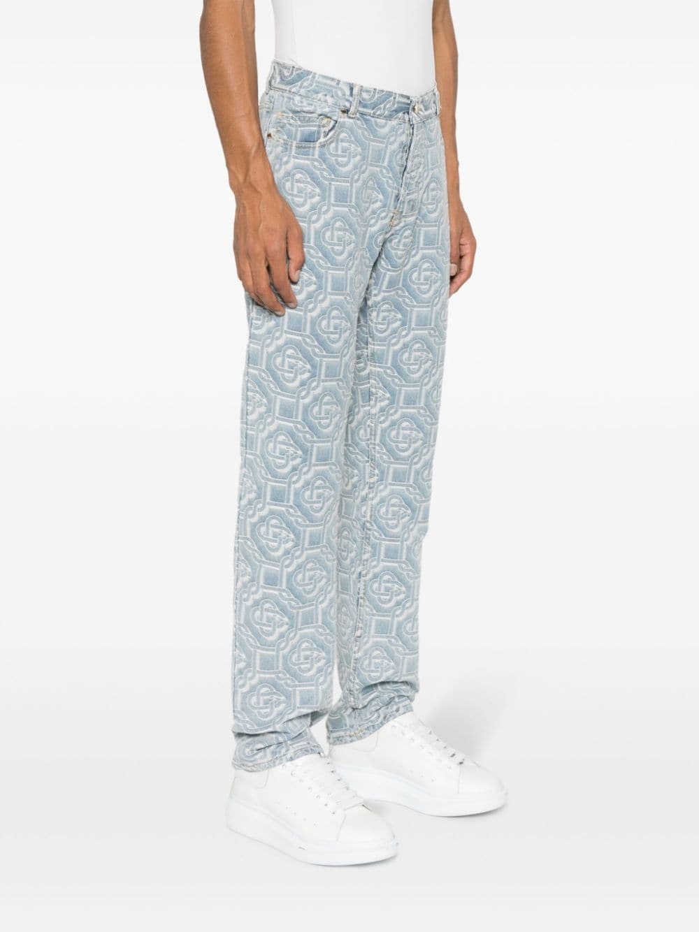 monogram-print straight-leg jeans - 3