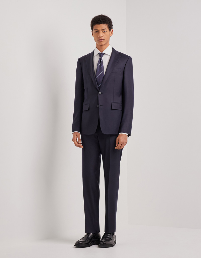 LIGHT BLUE DENIM-EFFECT WOOL REGULAR-FIT SUIT 45