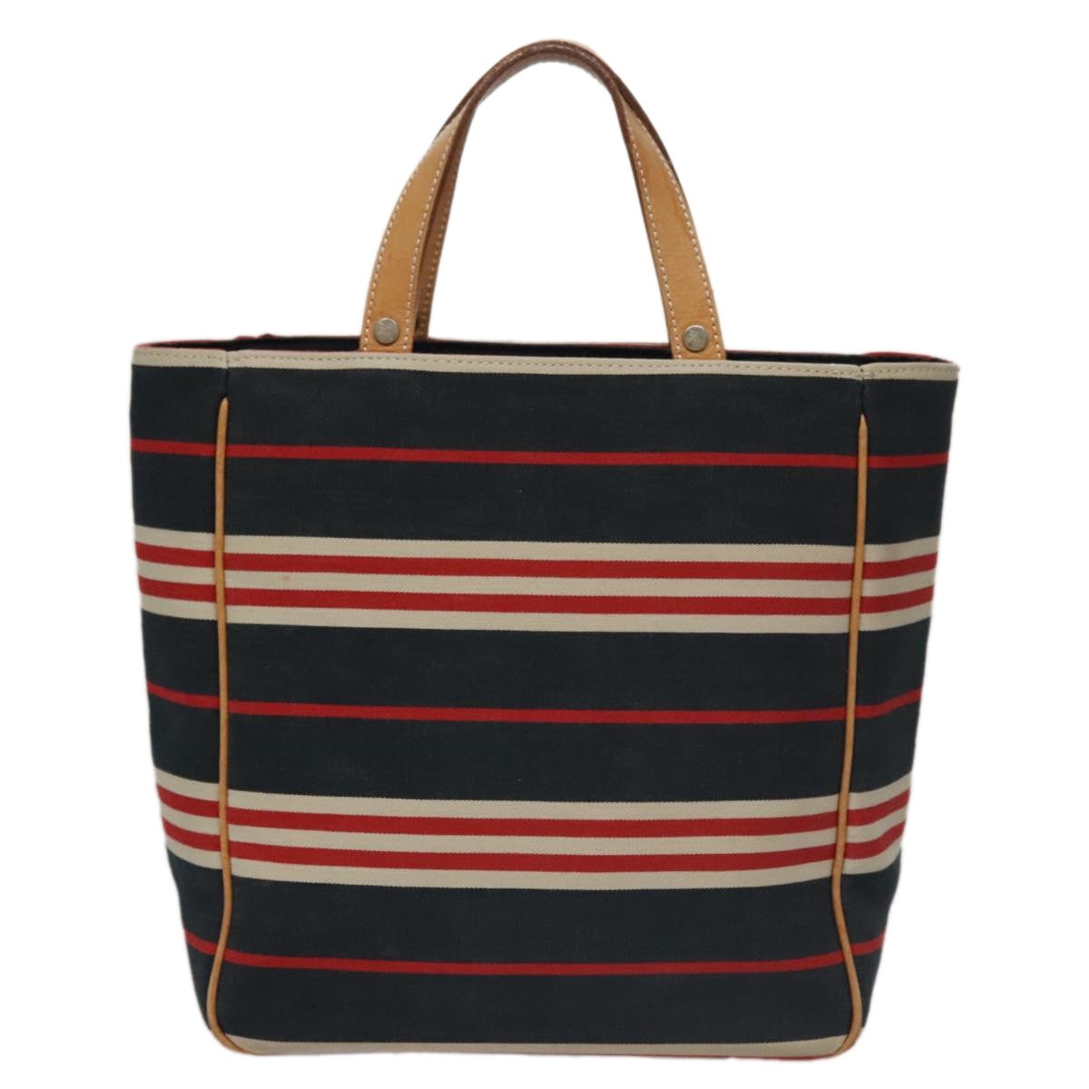 Burberry Hand Bag Canvas Leather Navy Silver - 3