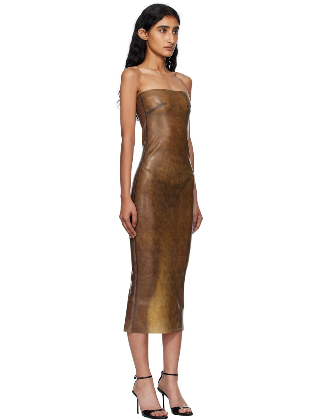 Brown Lila Latex Midi Dress - 2