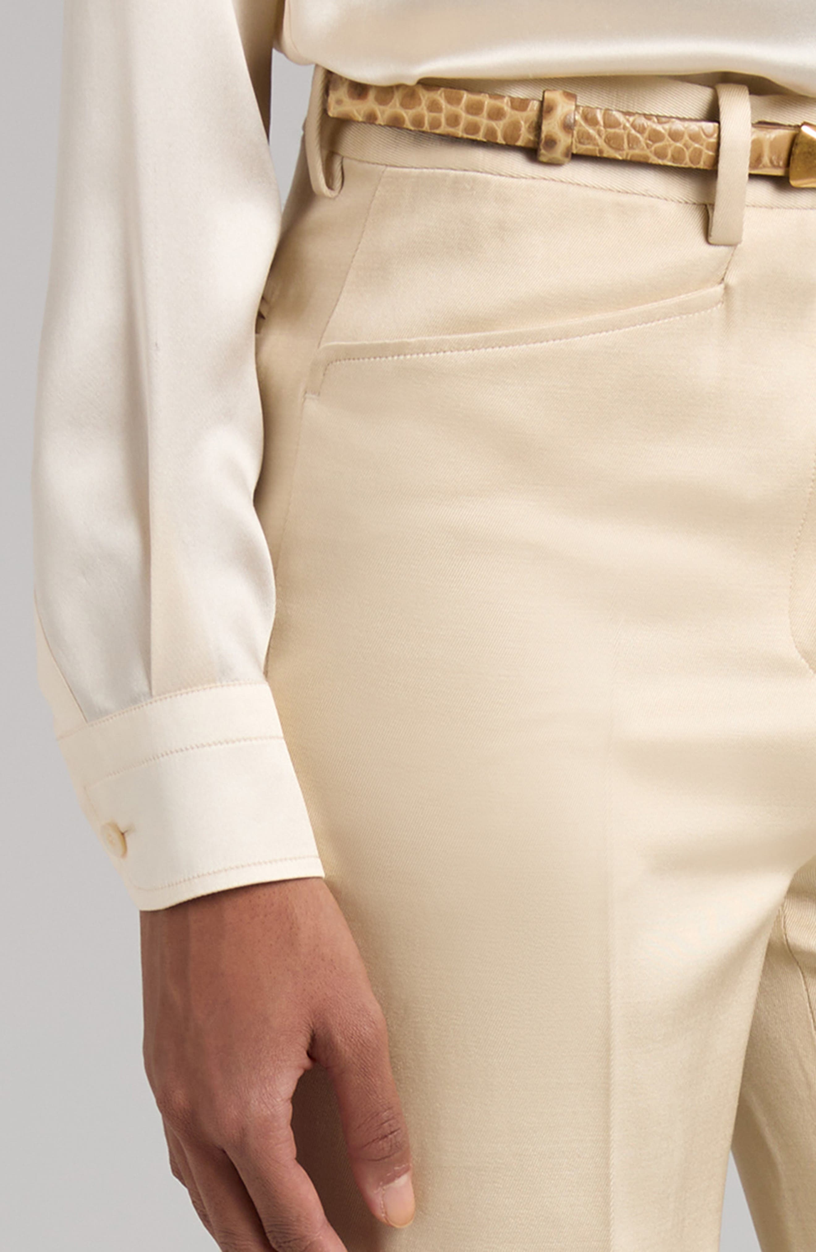 TOM FORD Silk & Virgin Wool Trousers in Aw040 Champagne at Nordstrom - 5