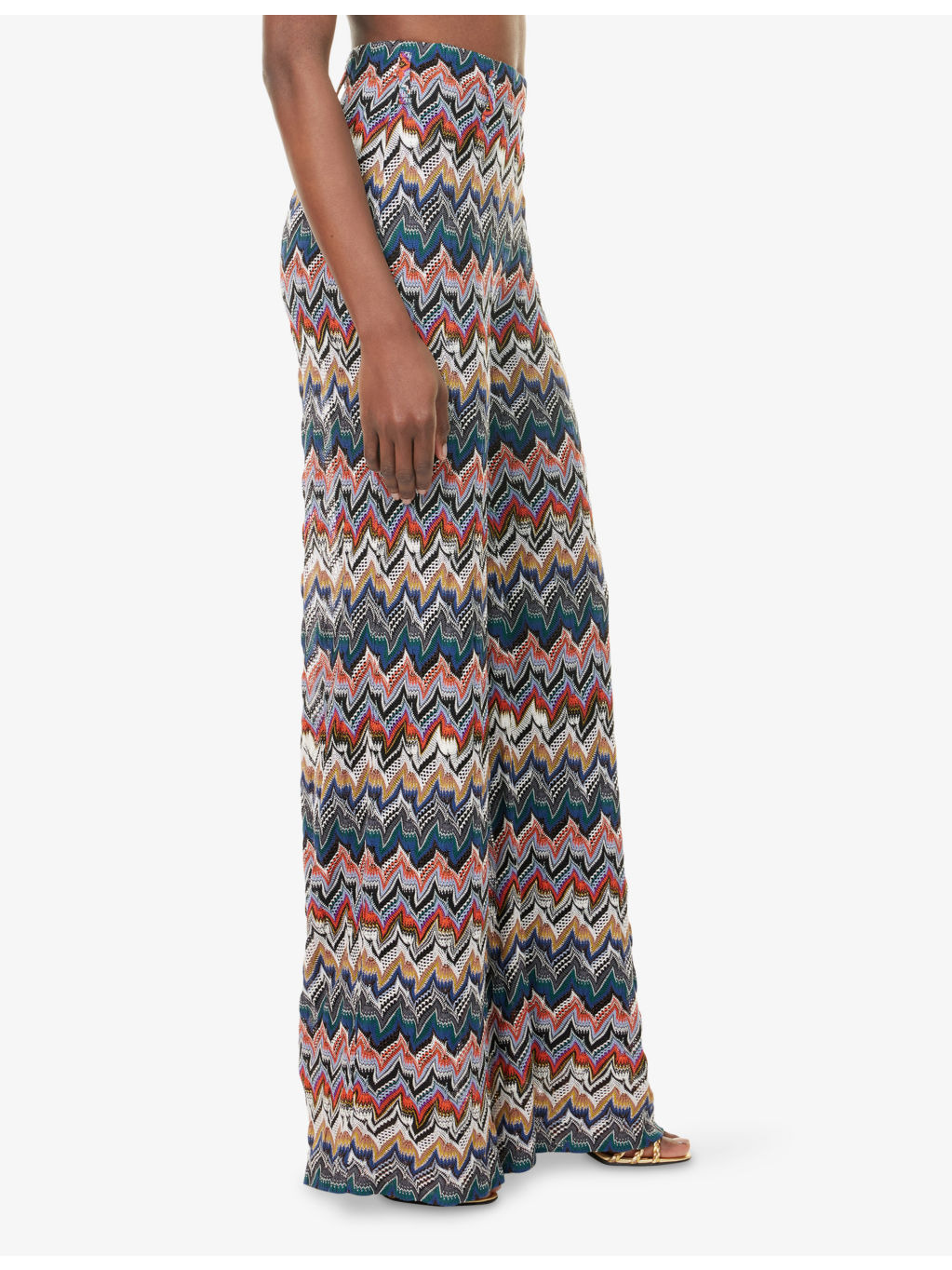 Chevron Metallic-Knit Wide-Leg Trousers - 3