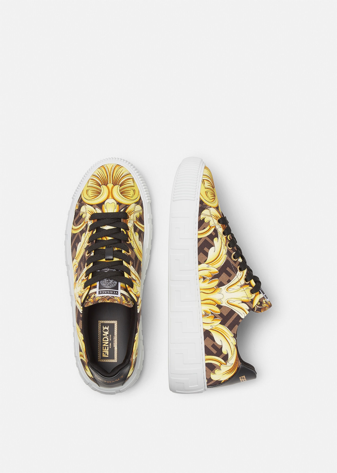 Fendace Gold Baroque Greca Sneakers - 3