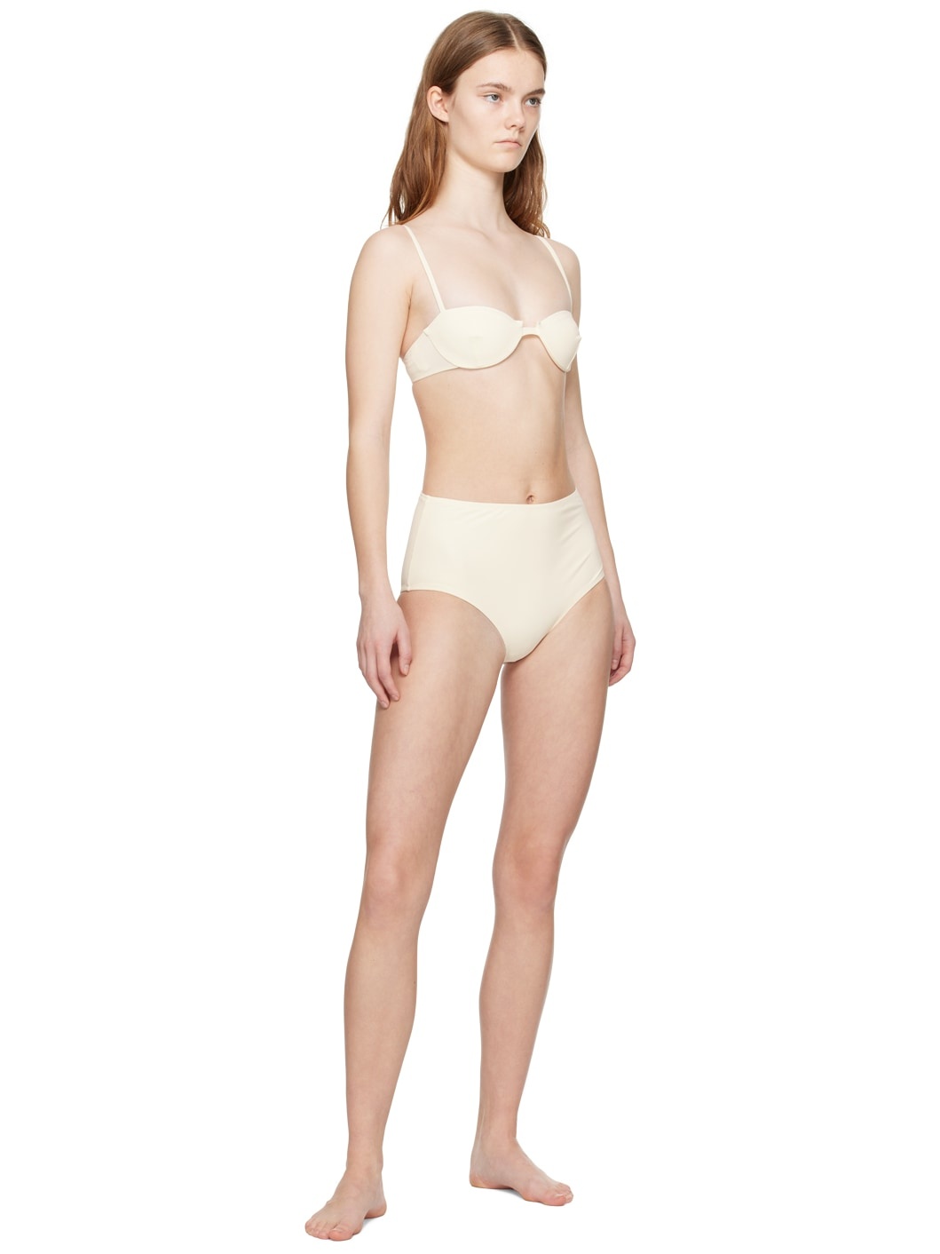 Off White Sweetheart Neck Bikini - 4
