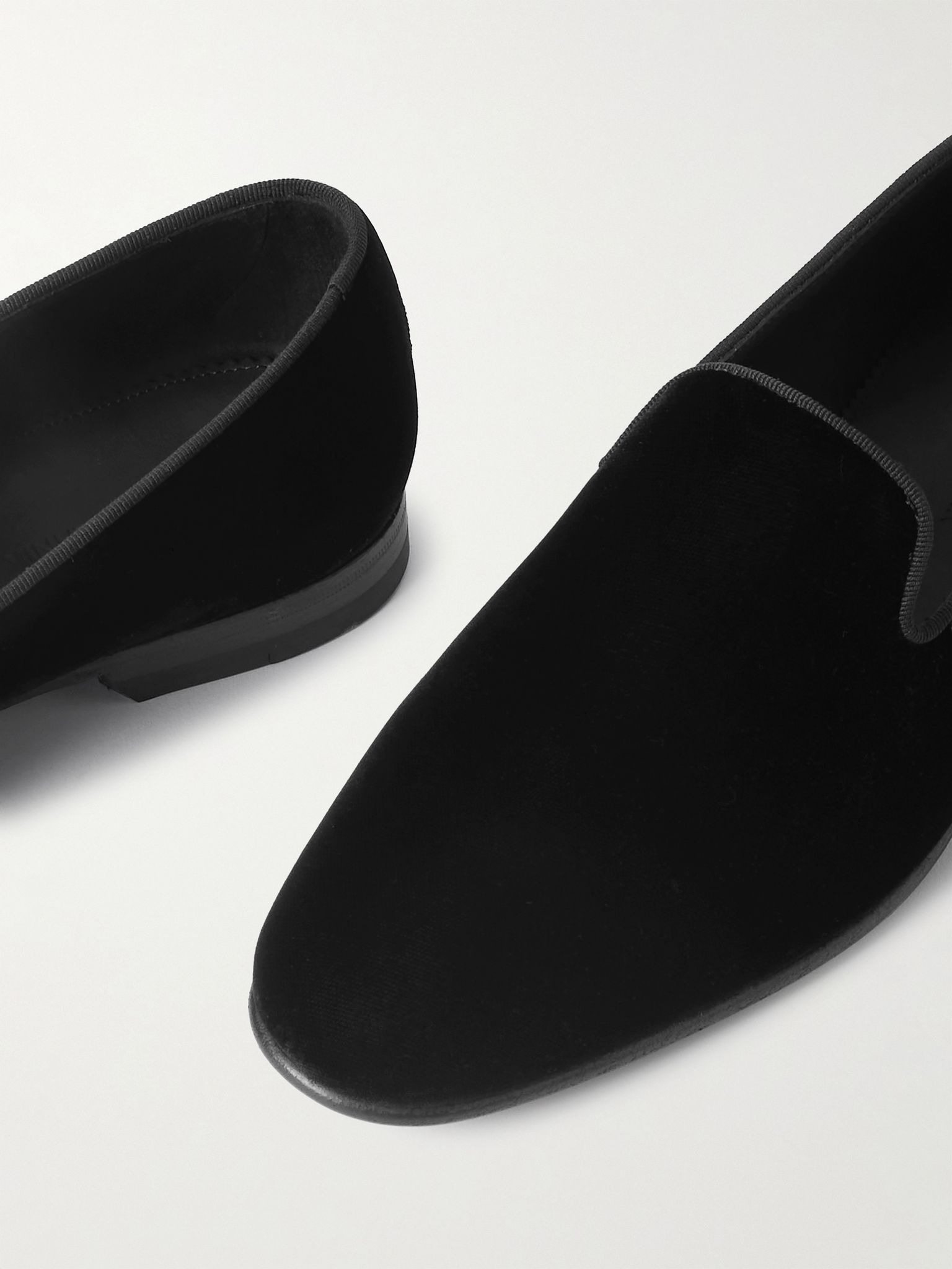 Mario Grosgrain-Trimmed Velvet Loafers Black - 5