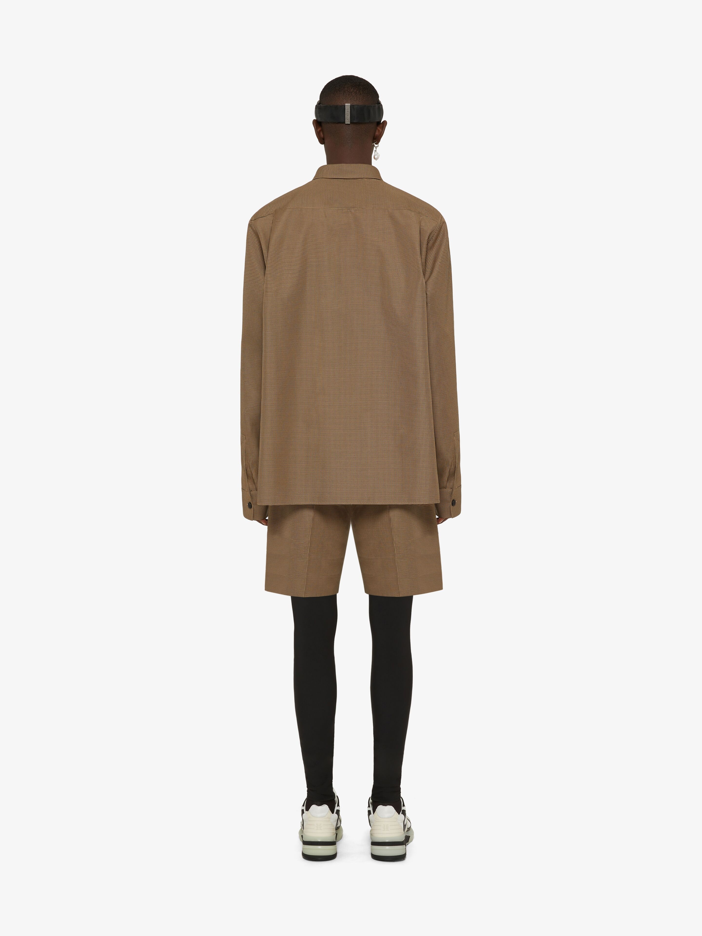OVERSIZED SHIRT IN TECHNICAL FIBER WITH HOUNDSTOOTH PATTERN - 4