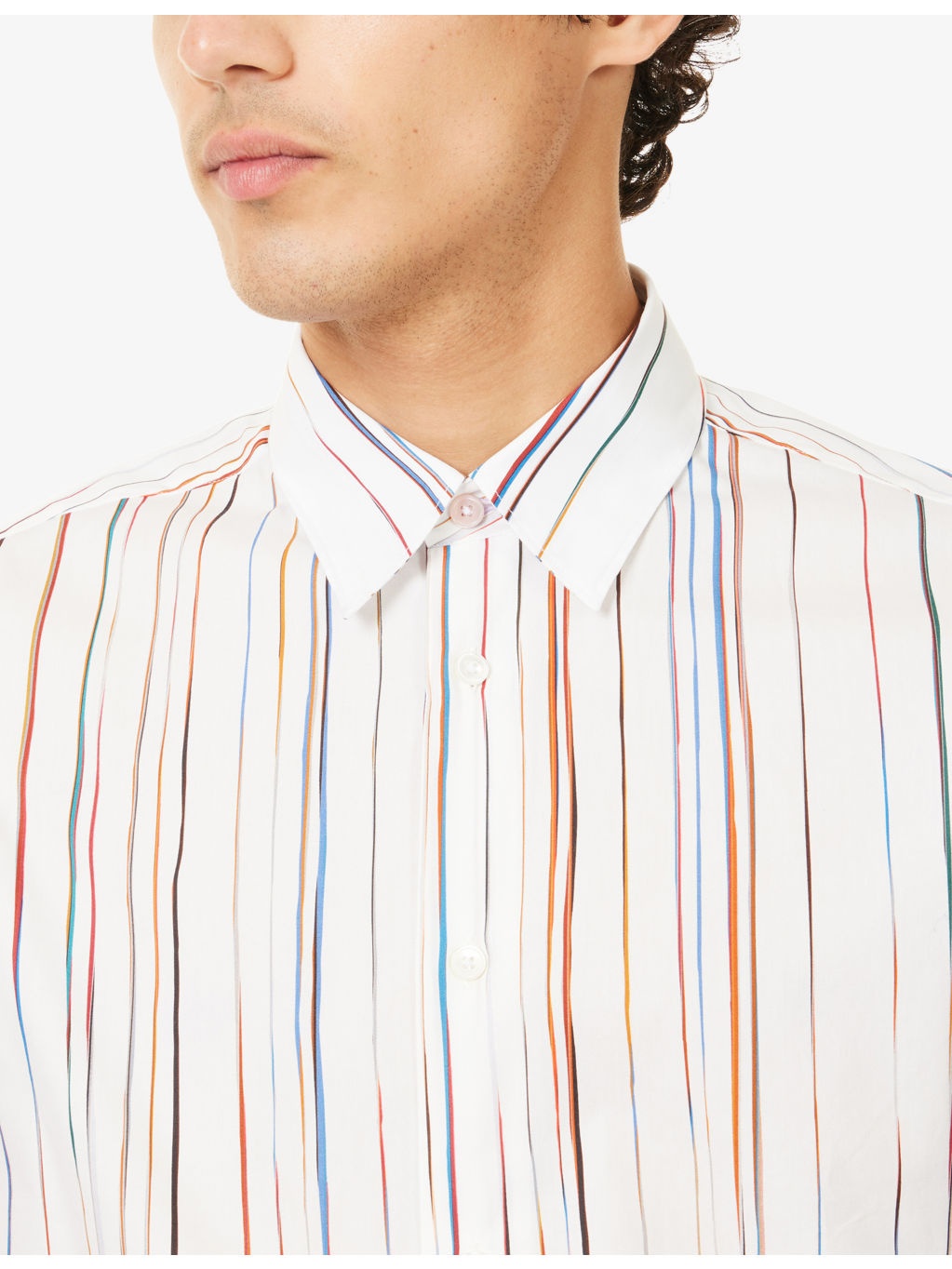 Striped-Pattern Regular-Fit Cotton  Shirt - 5