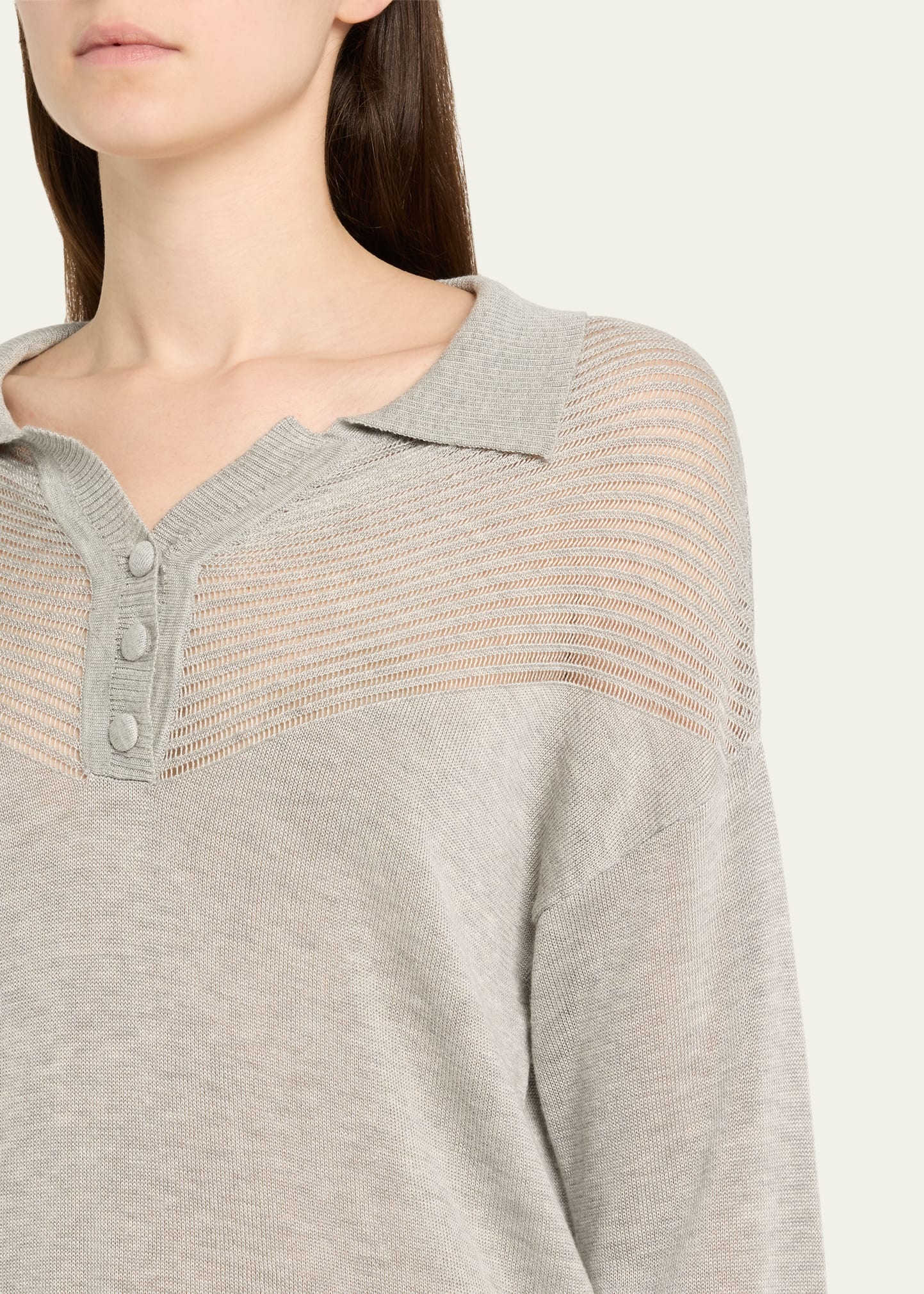 Nell Lightweight Cashmere Polo Sweater - 5