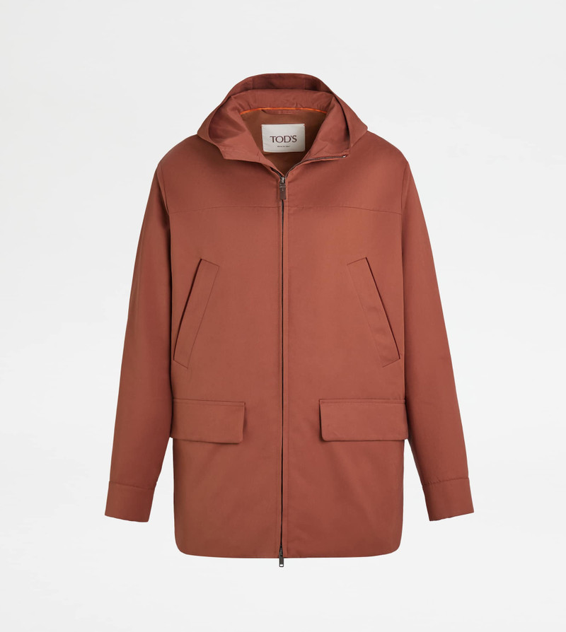 SHORT PARKA IN TECHNICAL CANVAS - BROWN 1