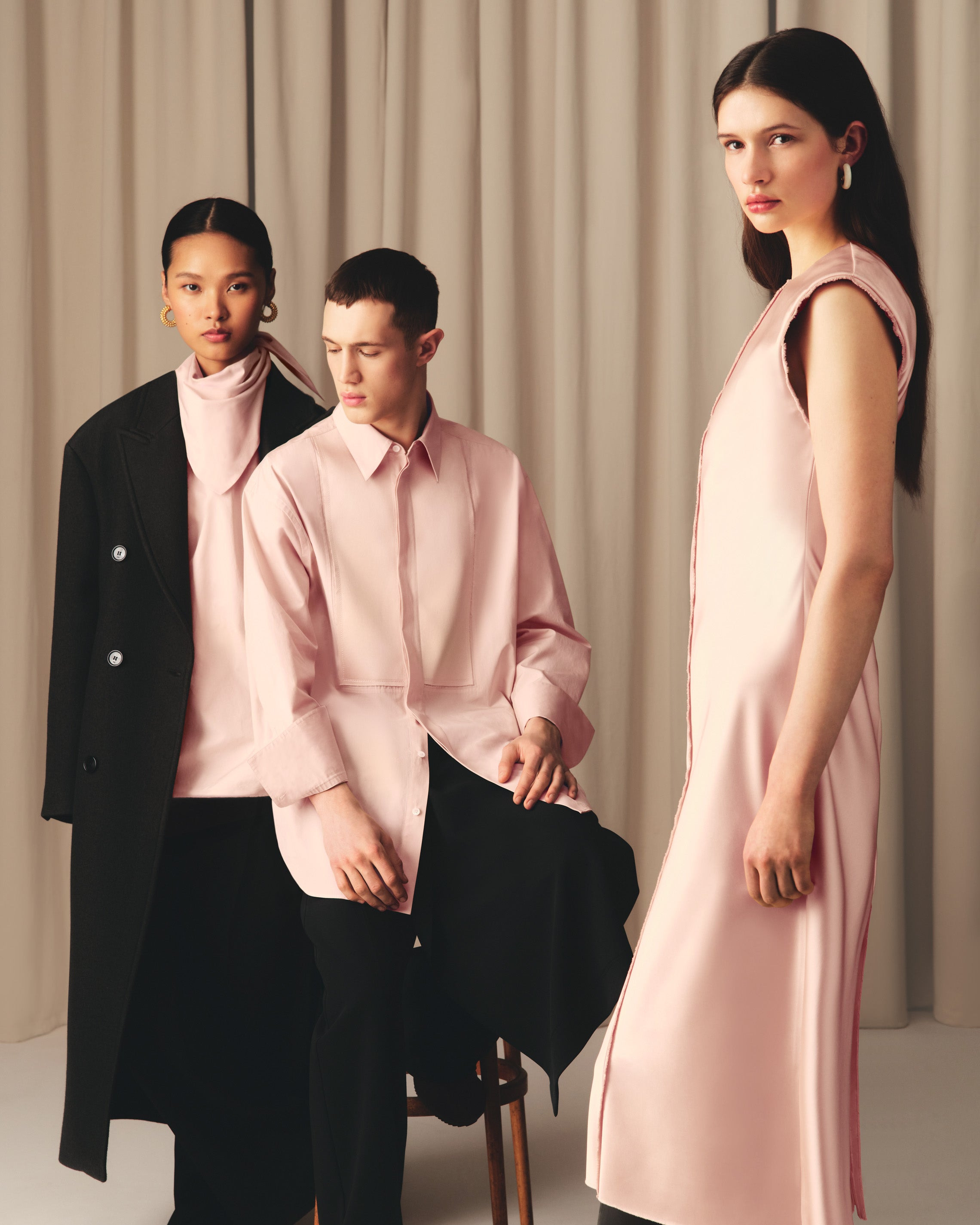 PINK LONG  RAW EDGE DETAILS DRESS - 7