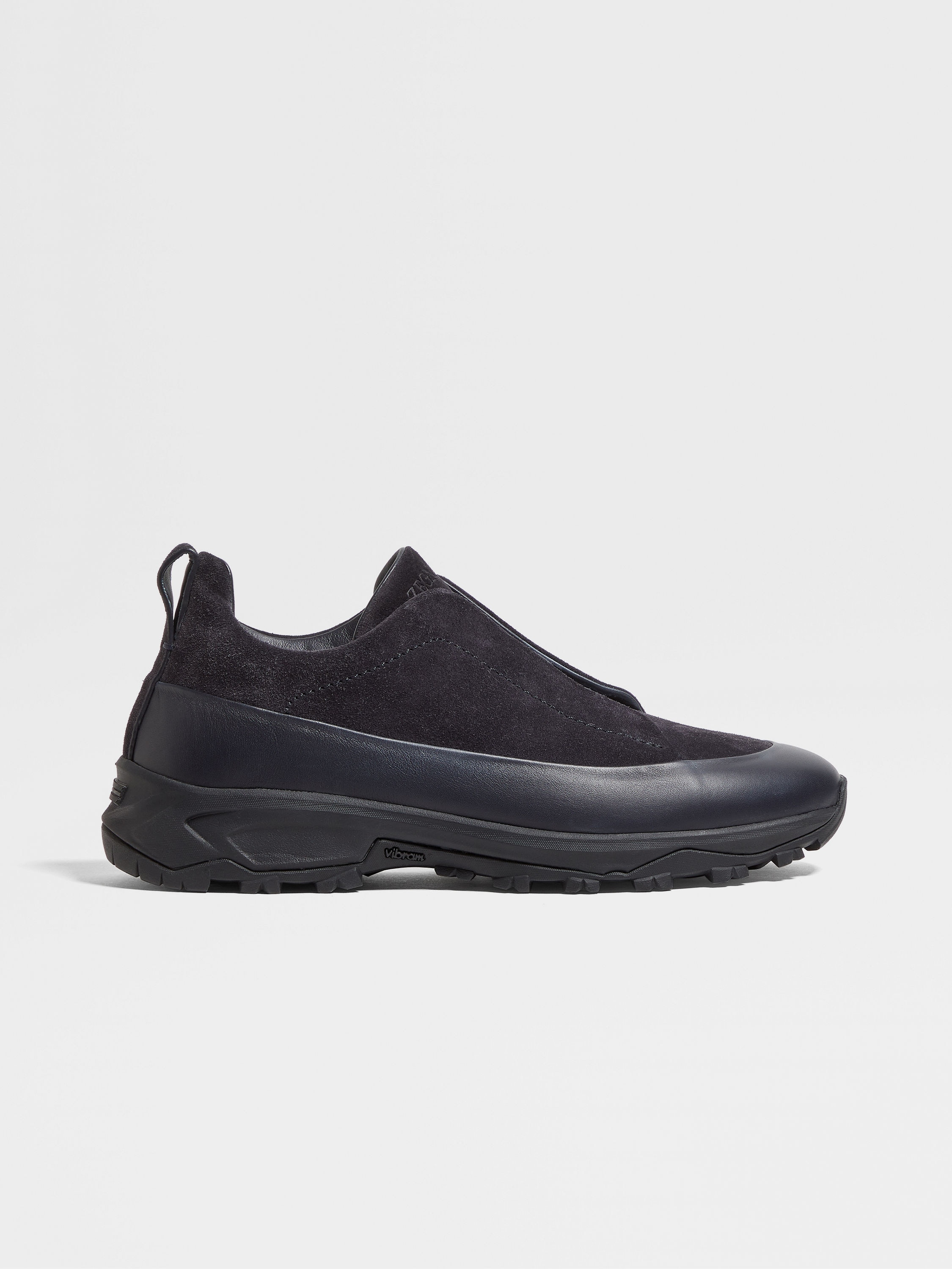 NAVY BLUE LEATHER AND SUEDE TRIPLE STITCH™ MONTE SNEAKERS - 4
