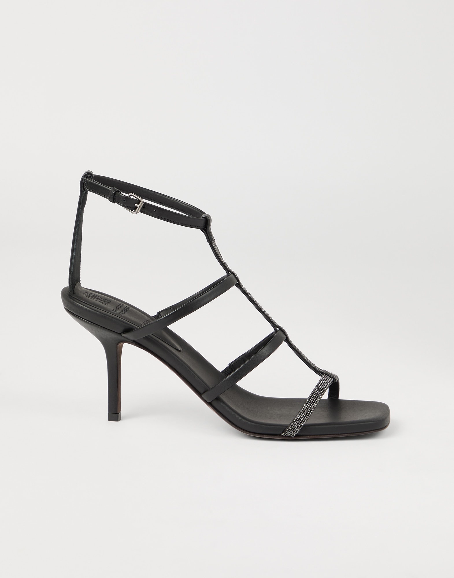 Nappa leather heels with precious straps - 5