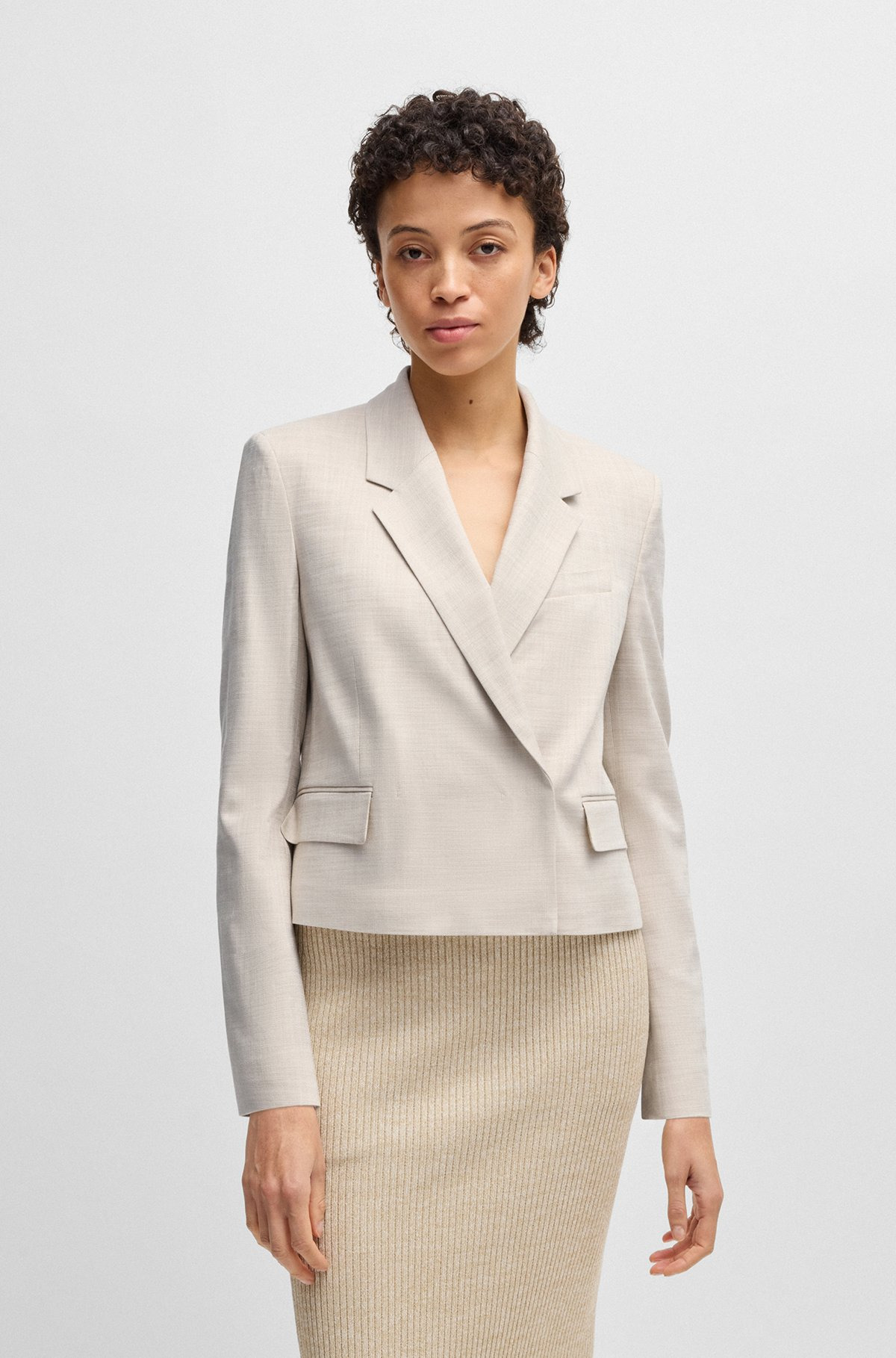 REGULAR-FIT BLAZER IN MELANGE STRETCH FABRIC - 2