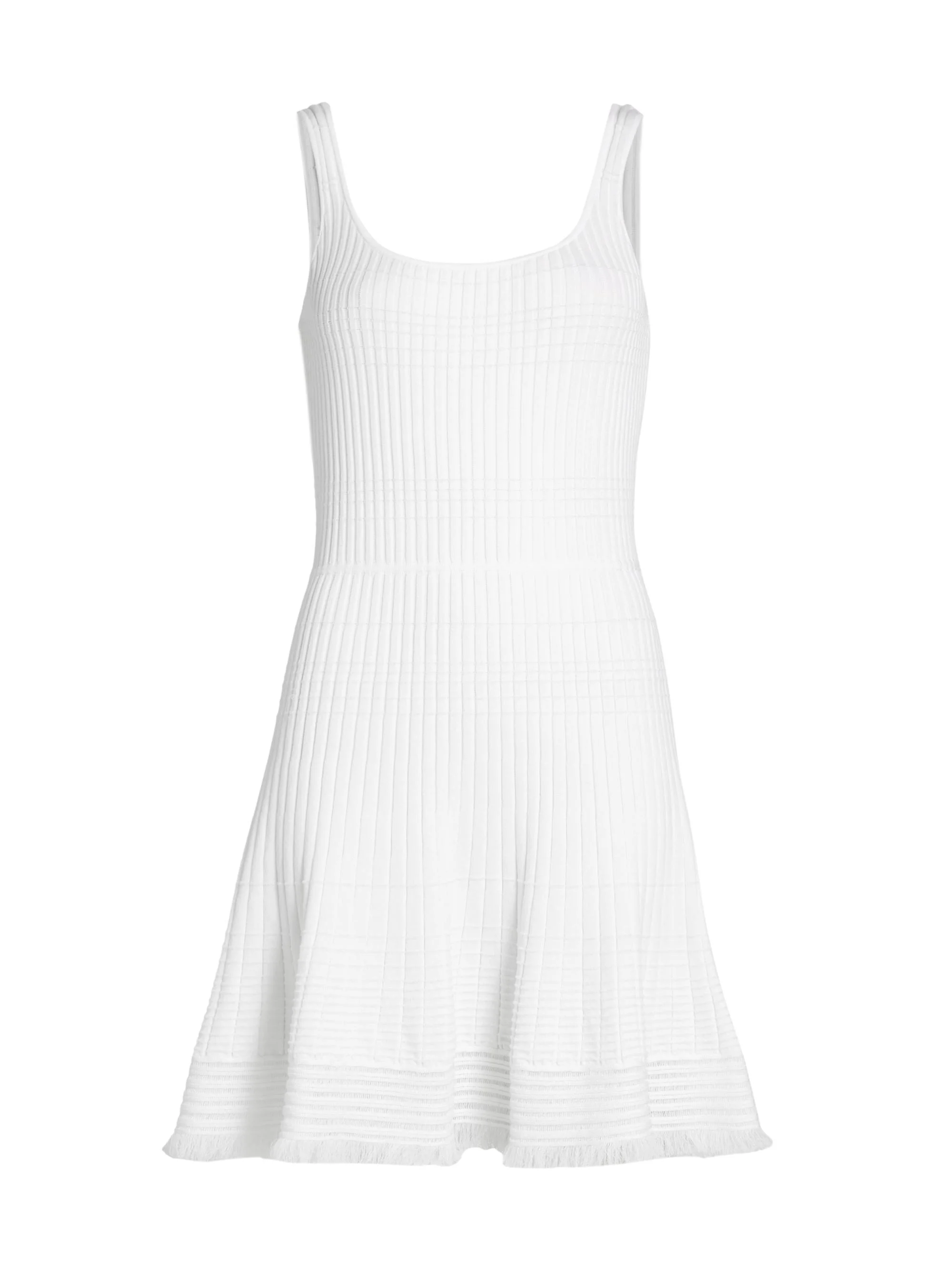 Women's Ayan Fringe-Trim Rib-Knit Minidress - White - 1