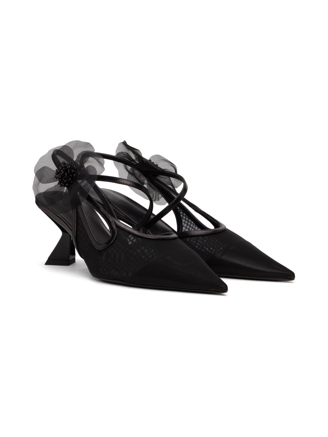 Black Slingback Tulle Heels - 4