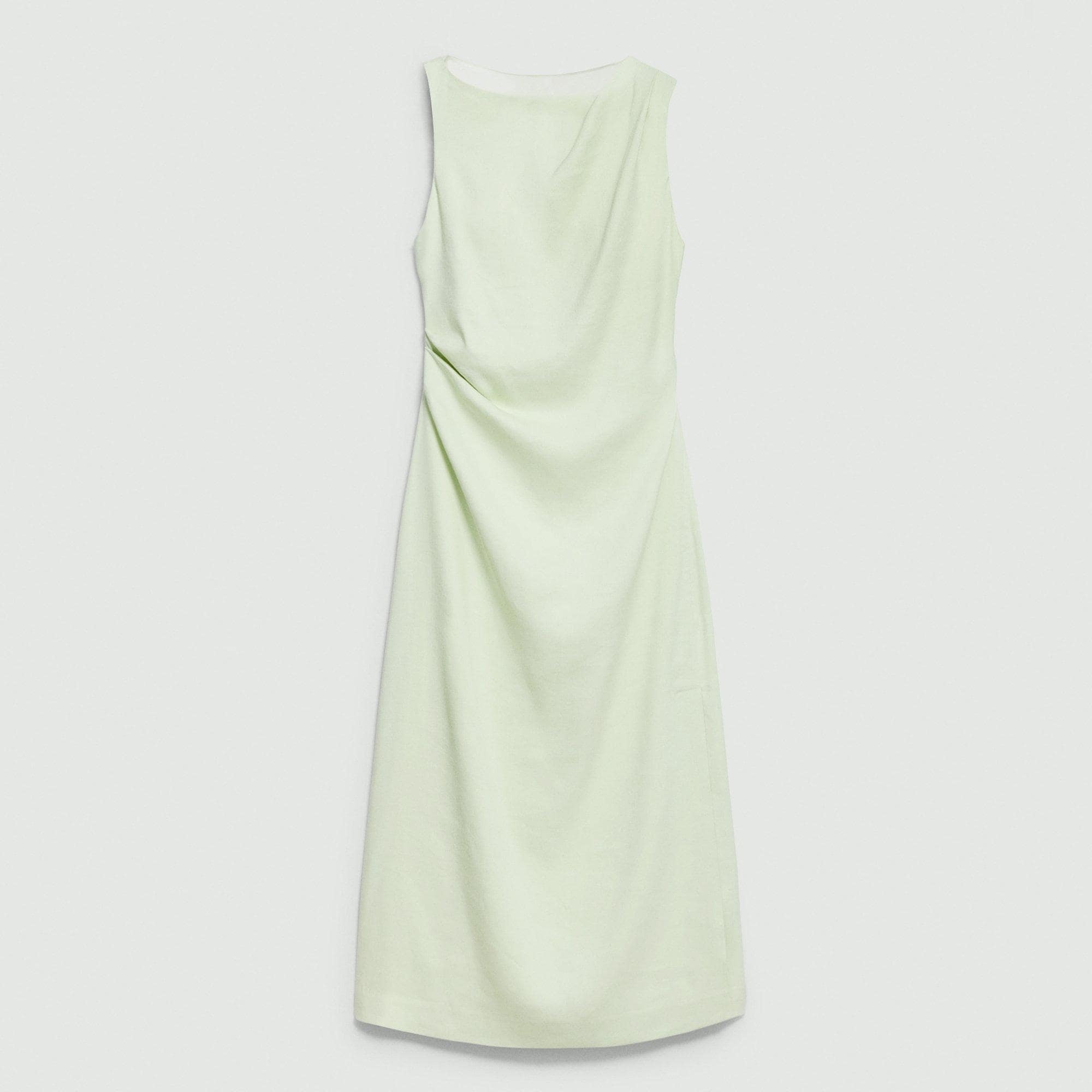 Draped Midi Dress in Linen-Viscose - 1