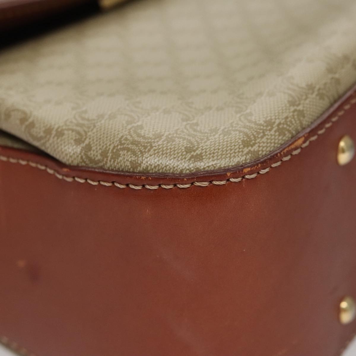 CELINE Macadam Canvas Hand Bag Beige Gold - 14
