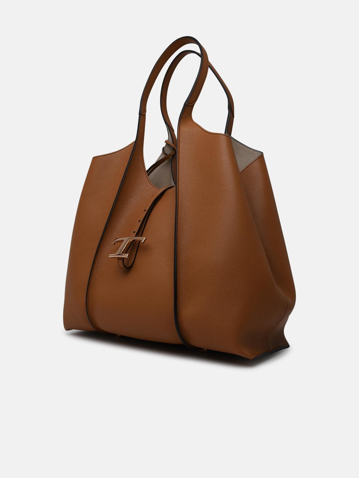'TIMELESS' BROWN LEATHER SHOPPING BAG - 2