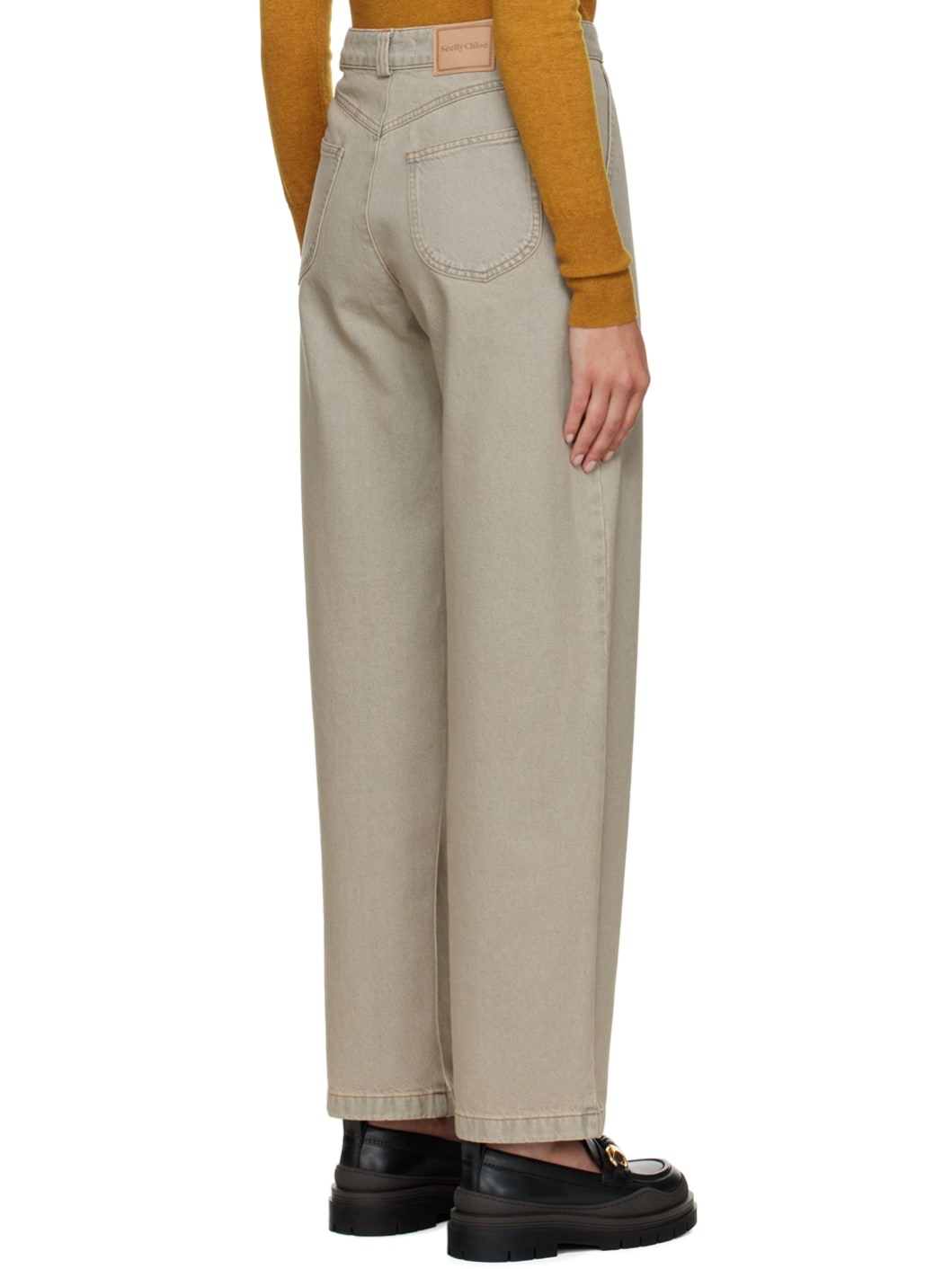 Beige Pocket Jeans - 3