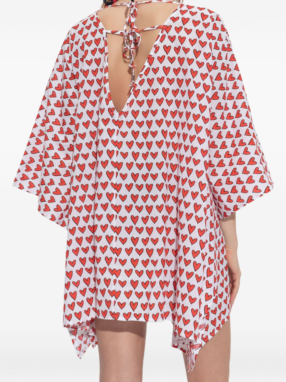 heart-print beach dress - 3