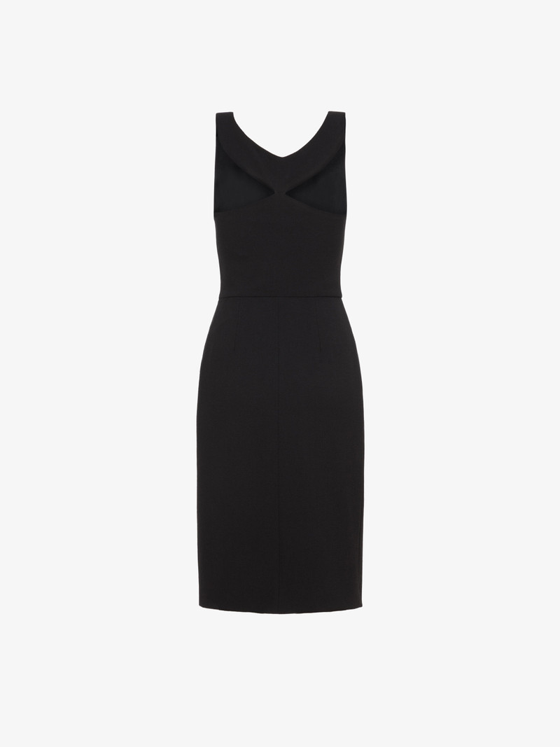 Short dress in crêpe de laine with graphic neckline 5