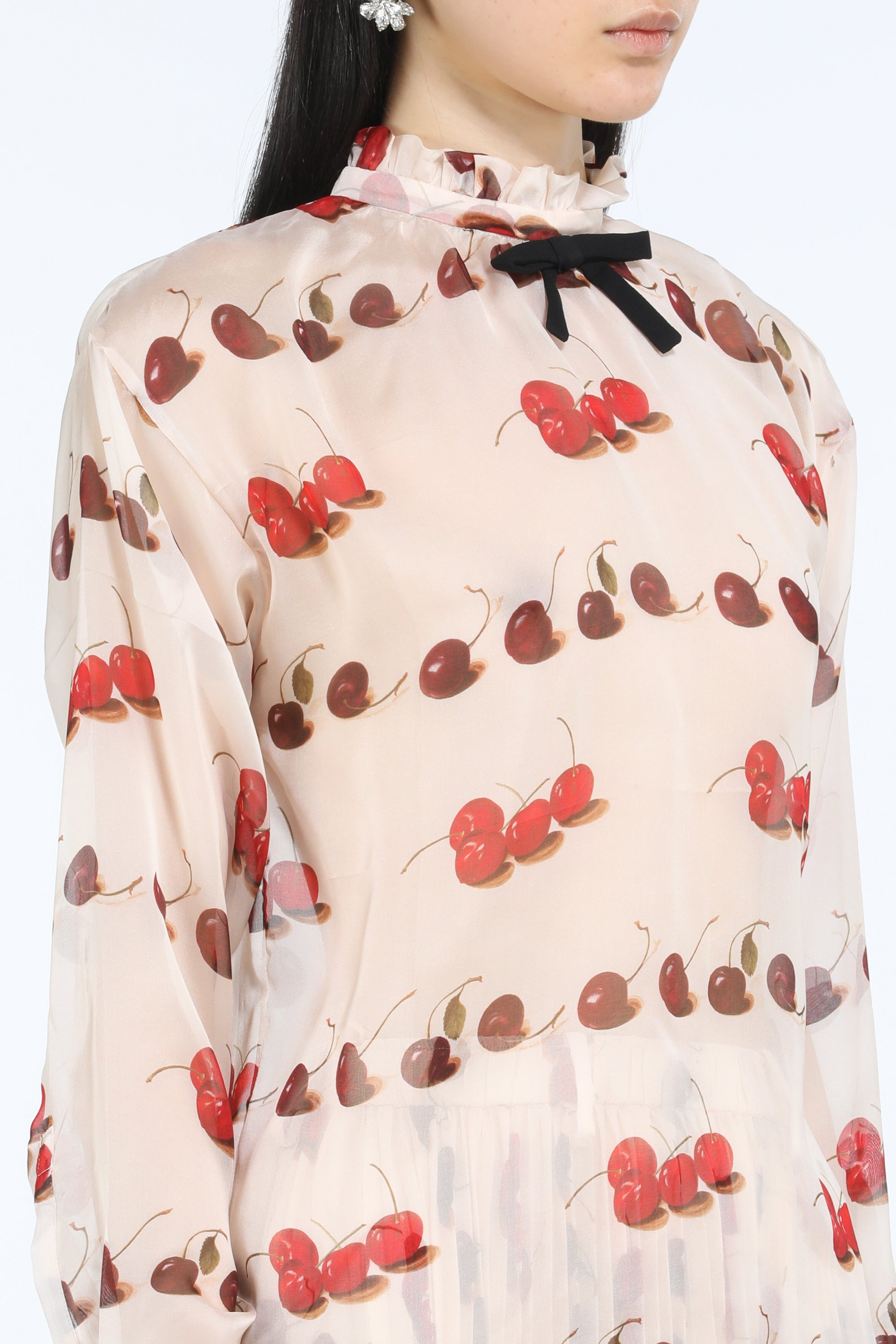 CHERRY-PRINT SILK BLOUSE - 5