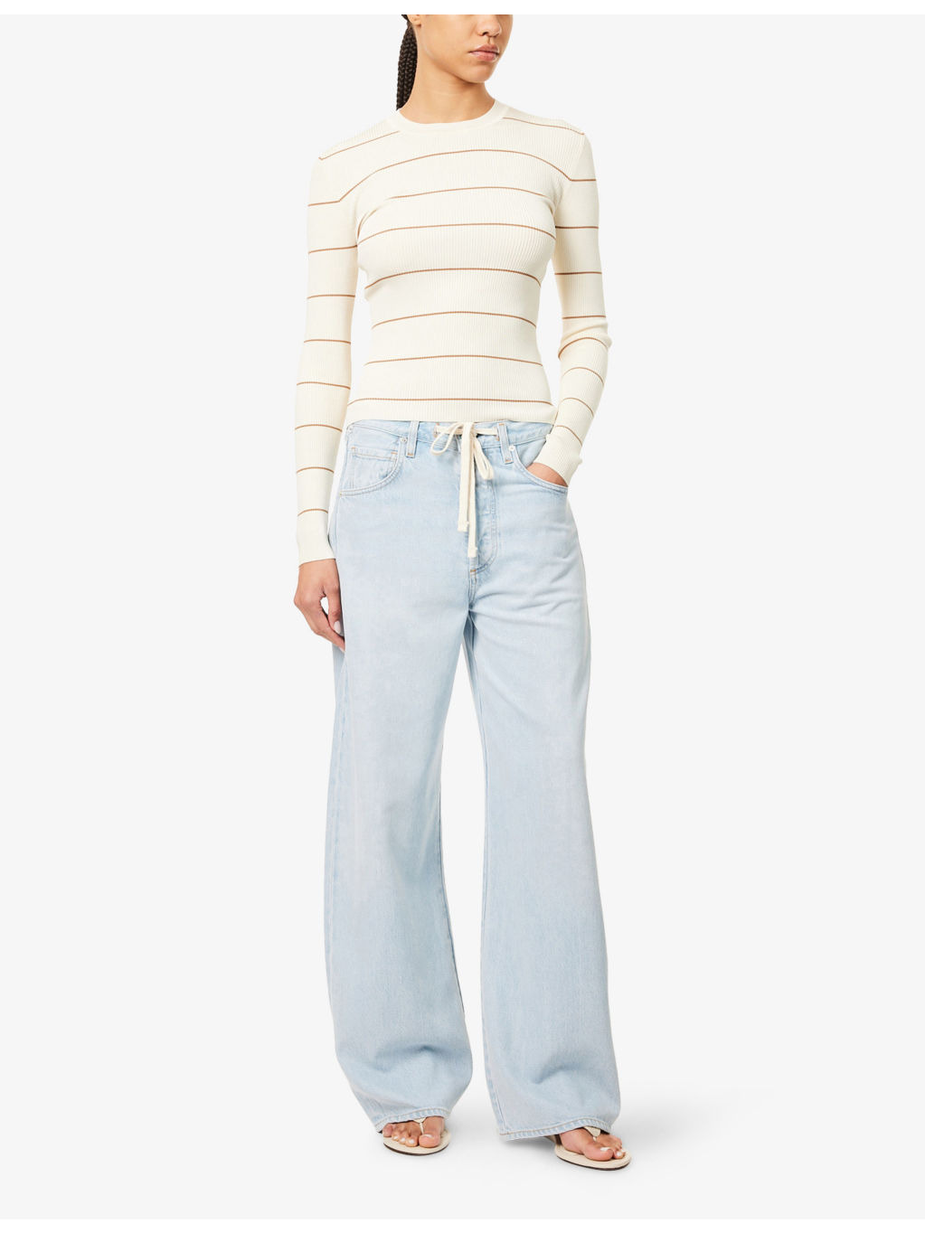 Brynn Drawstring Wide-leg Denim Jeans - 2