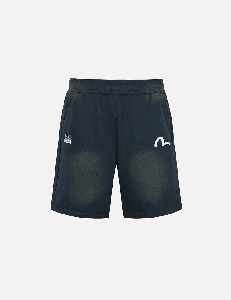 EVISU Logo Appliqué Embroidery Heavy Washed Fashion Fit Sweatshorts outlook