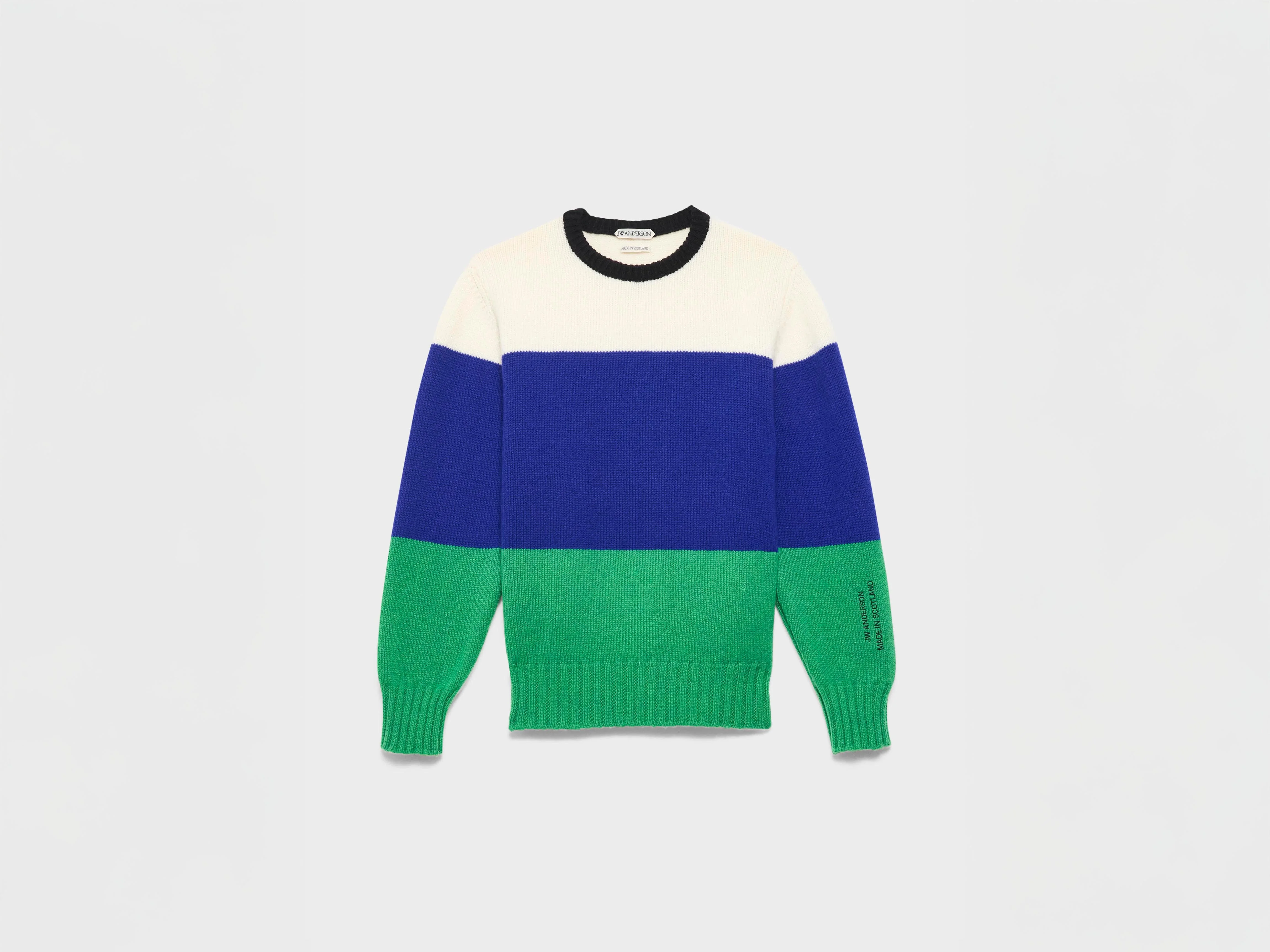 MENS KNITTED STRIPE JUMPER IN ROYAL BLUE - 1