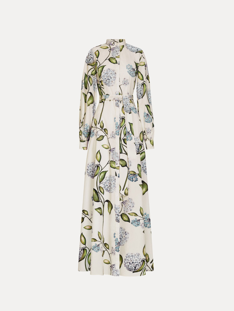 PORCELAIN FLOWER COTTON POPLIN CAFTAN 1