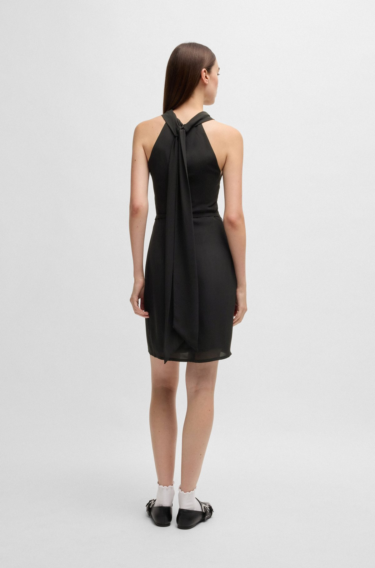 SLEEVELESS DRESS WITH STAND COLLAR AND CUT-OUT DETAIL - 4