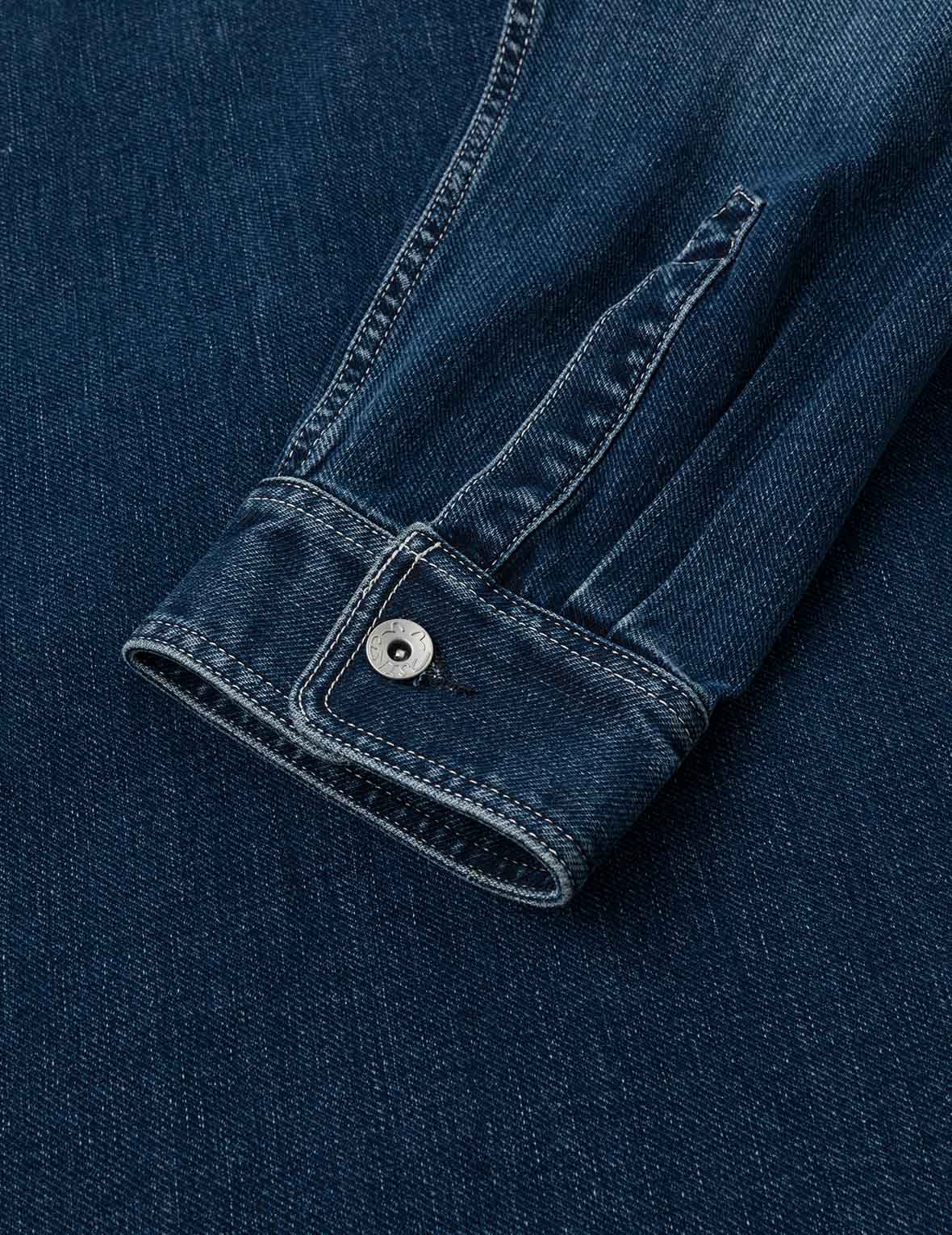 Washed Seagull Embroidery Regular Fit Denim Shirt - 10