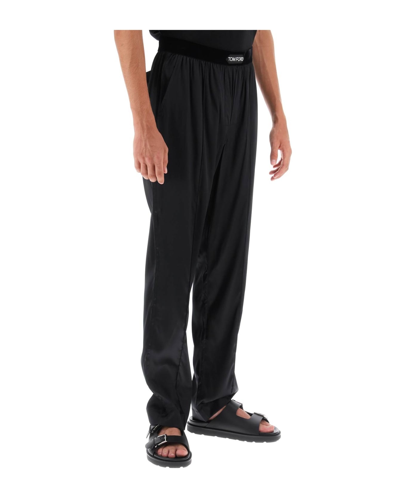 Logo Waist Satin Pajama Trousers - 2